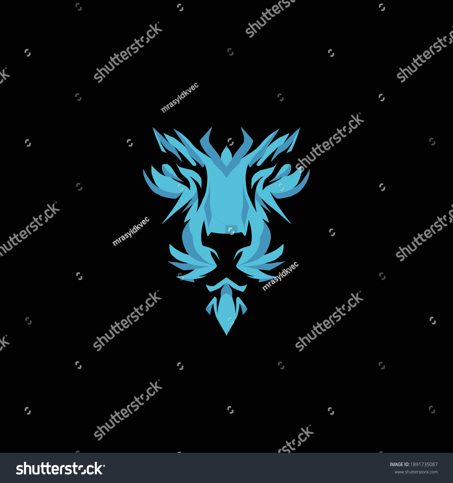 Blue Lion Face Logo Illustration Stock Vector (Royalty Free) 1891735087 ...