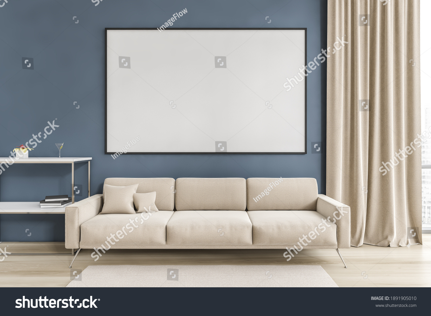 Mockup Canvas Large Frame Living Room Stock Illustration 1891905010 ...