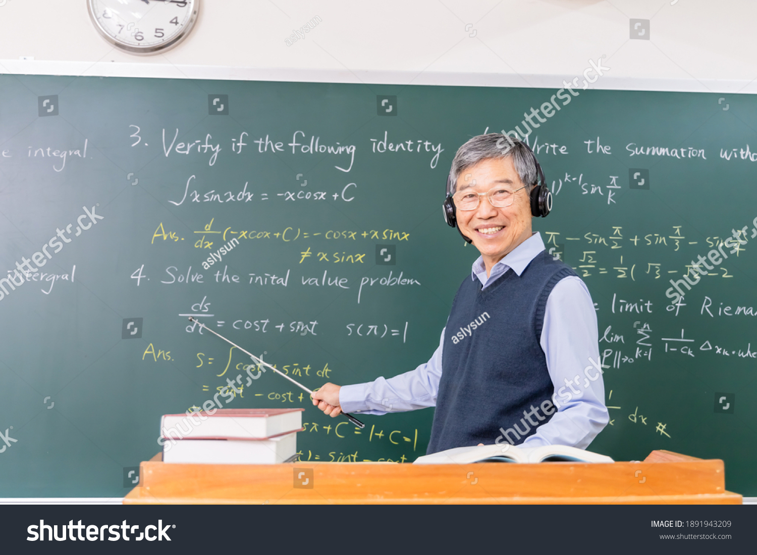 Asian Senior Male Calculus Professor Wearing Stock Photo 1891943209 ...