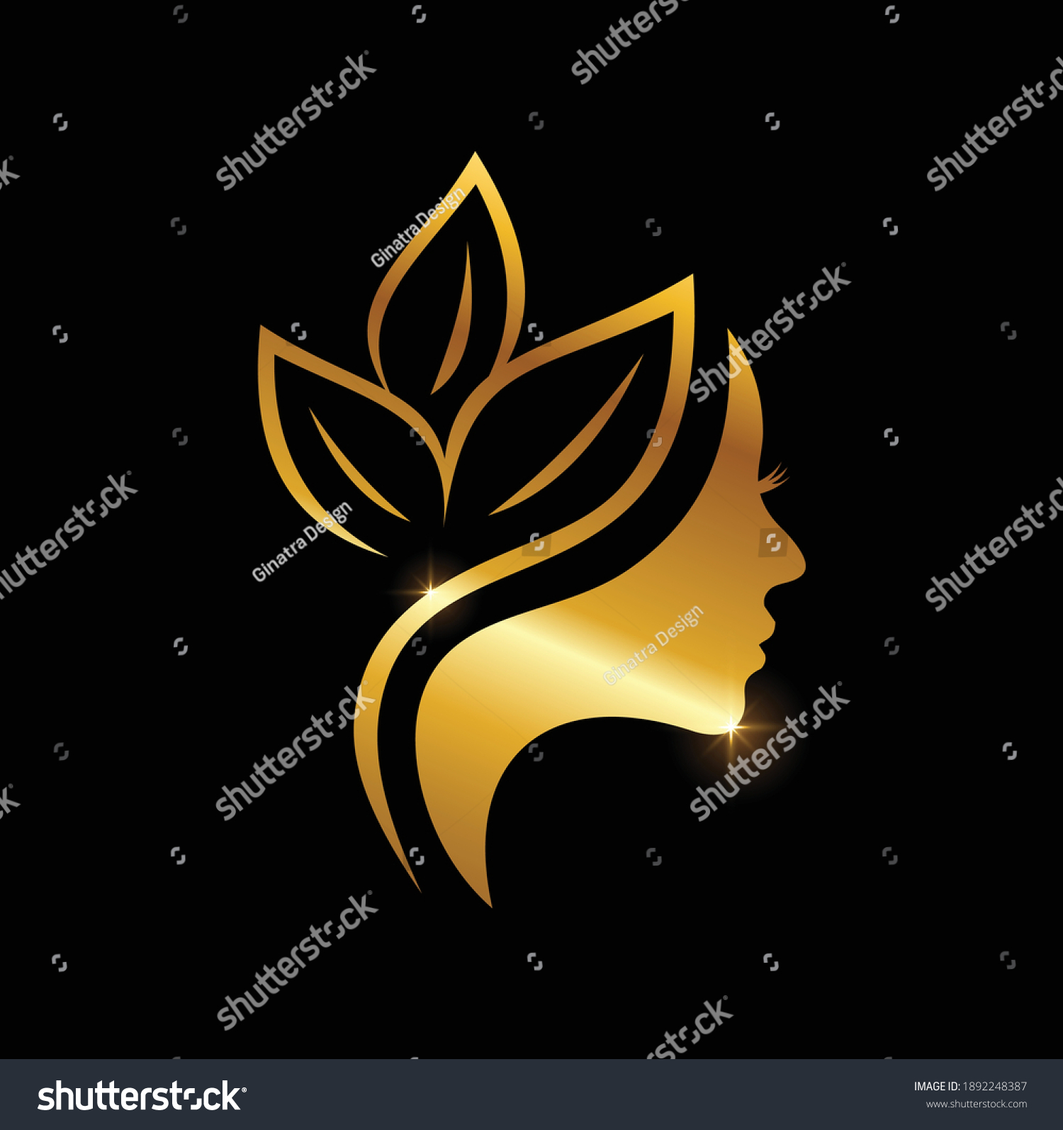 Vector Illustration Golden Beauty Leaf Logo Stock Vector (Royalty Free ...