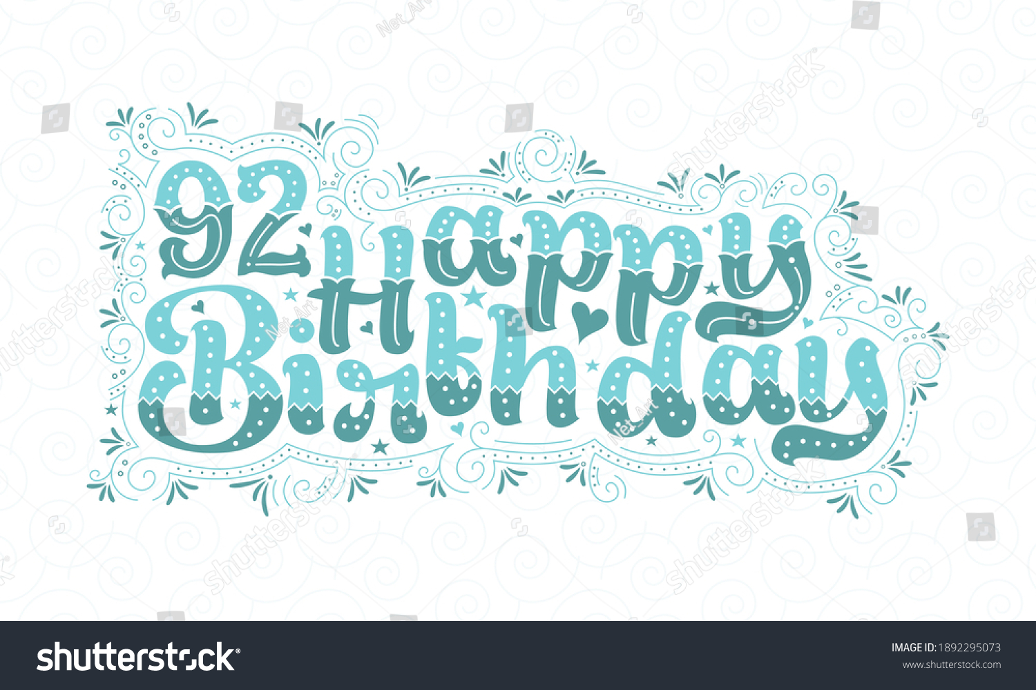92nd Happy Birthday Lettering 92 Years Stock Vector (Royalty Free ...