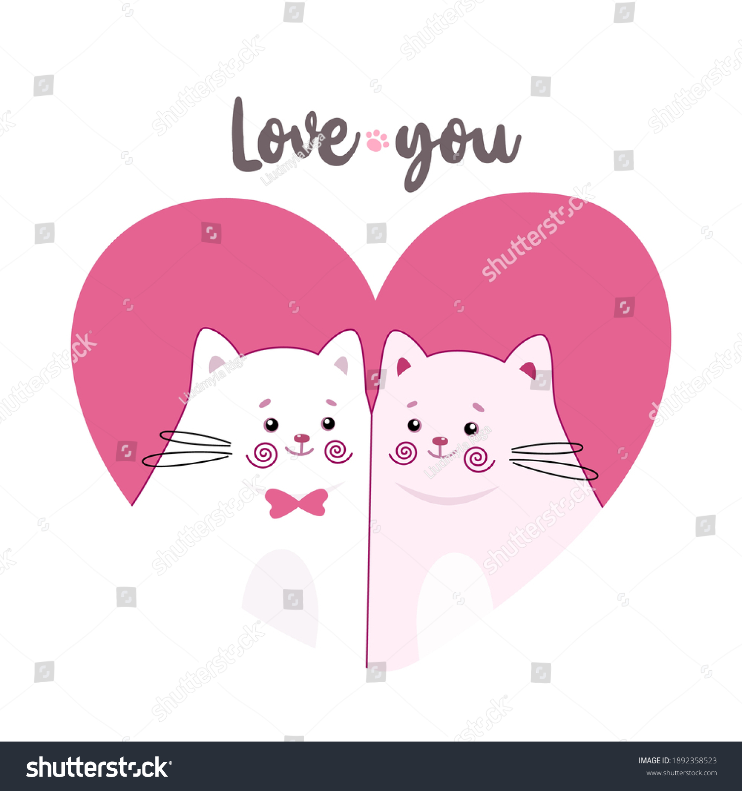 Lovely Couple Cute Cats Cartoon Characters Stock Vector (Royalty Free ...