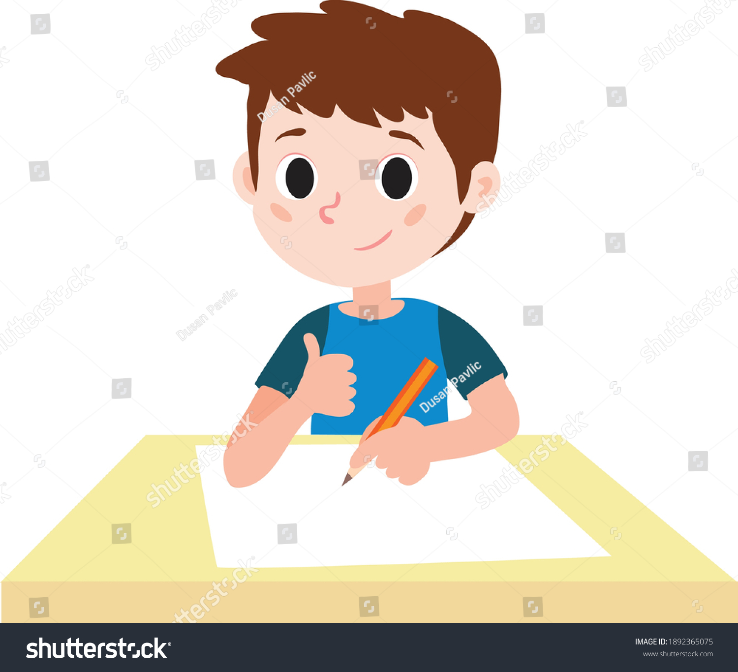 Boy Who Good Cartooning Gives Sign Stock Vector (Royalty Free ...