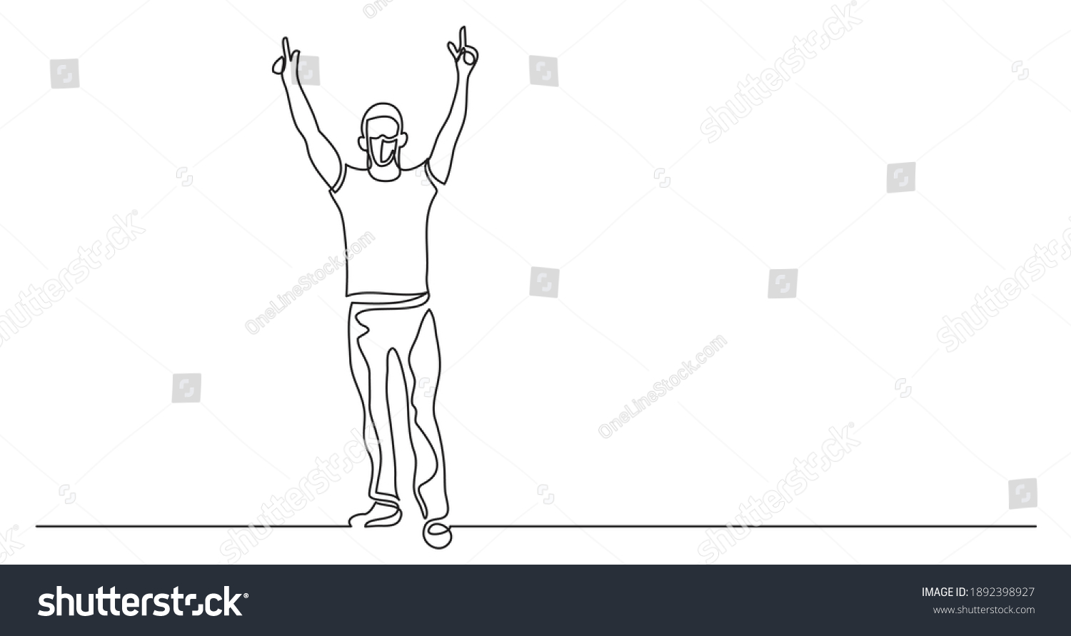 Continuous Line Drawing Cheering Man Hands Stock Vector (Royalty Free ...