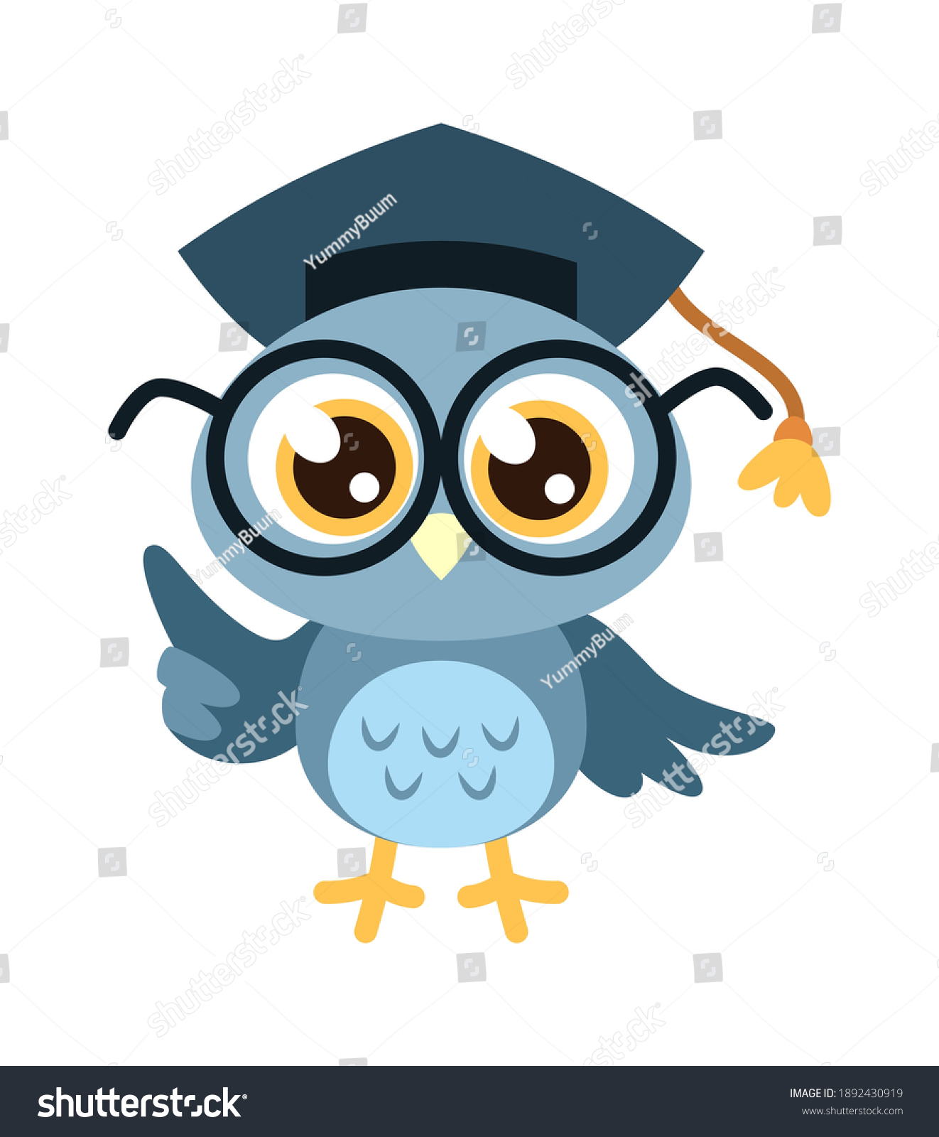 Cartoon Owl Cute Clever Bird Glasses Stock Vector (Royalty Free ...