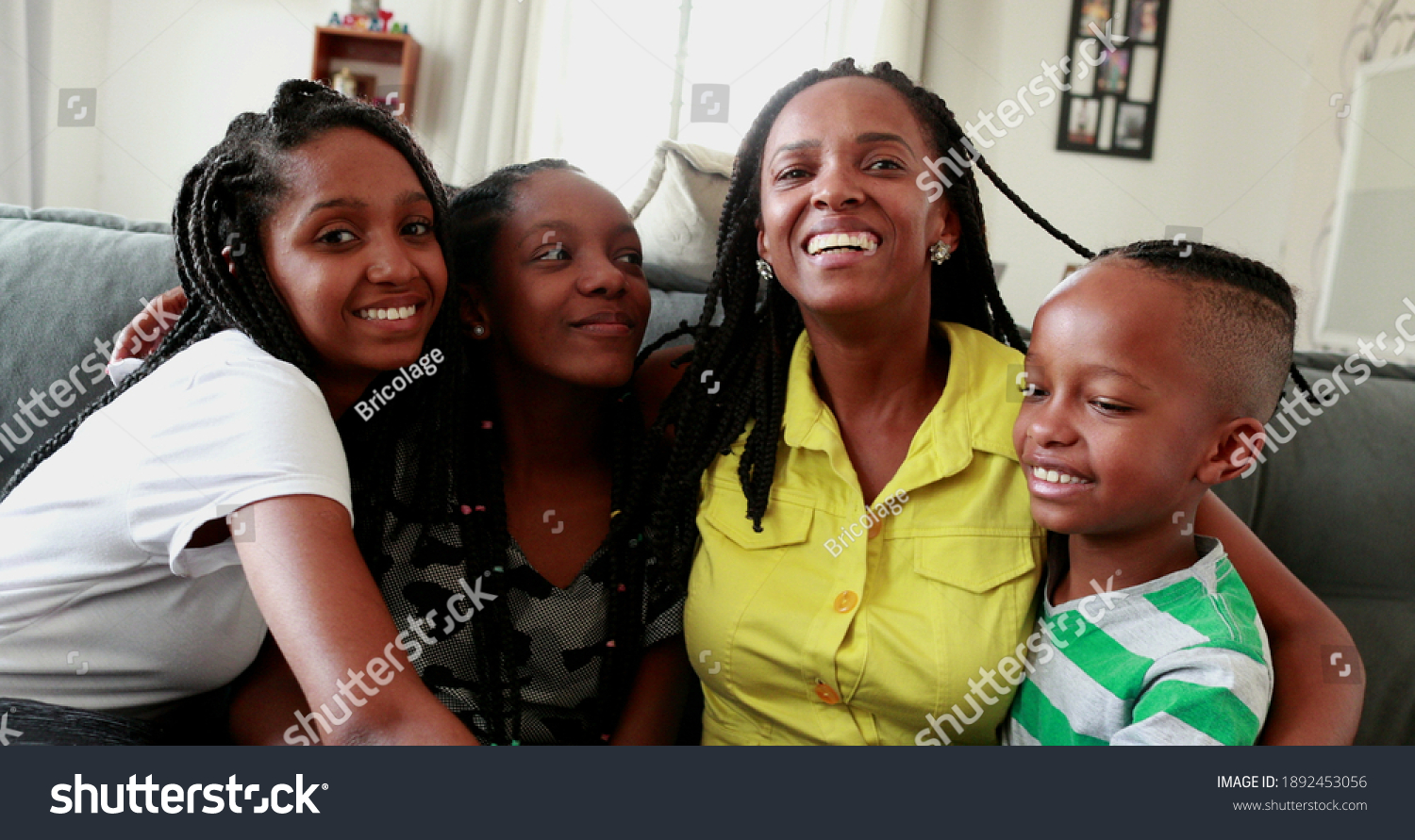 African Mother Children Sitting Home Couch Stock Photo 1892453056 ...