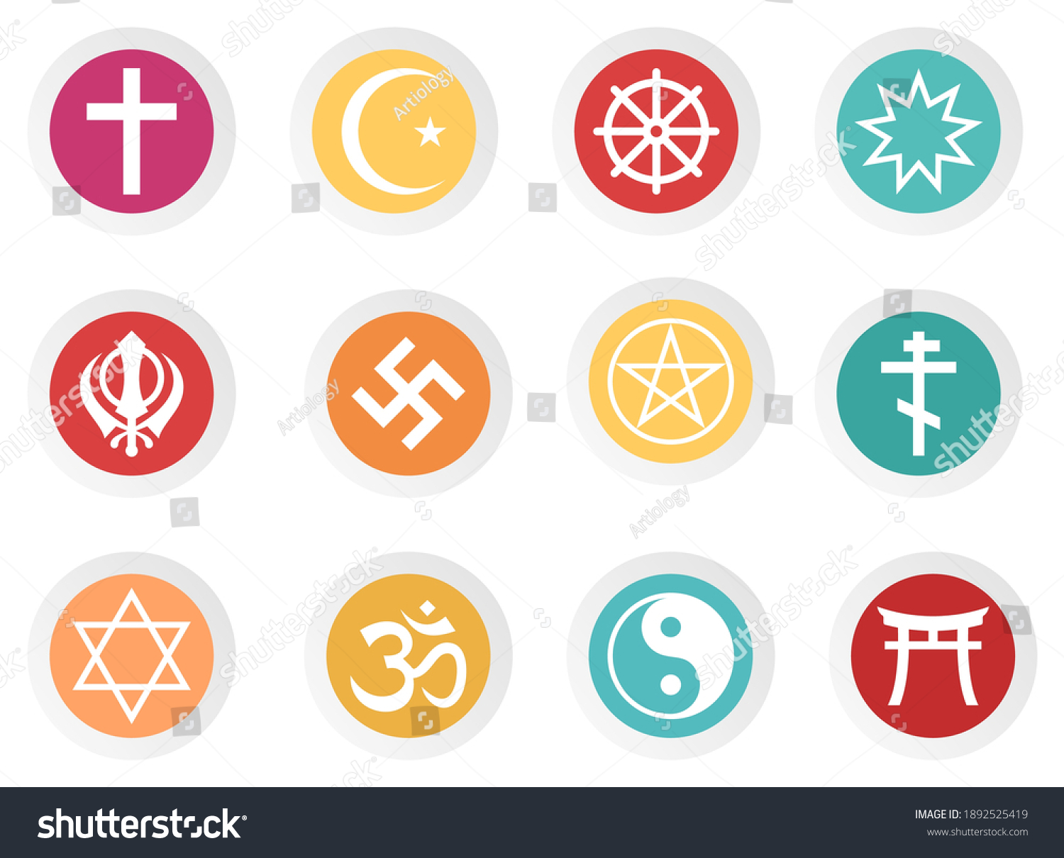 World Religious Icons Full Color Stock Vector (Royalty Free) 1892525419 ...