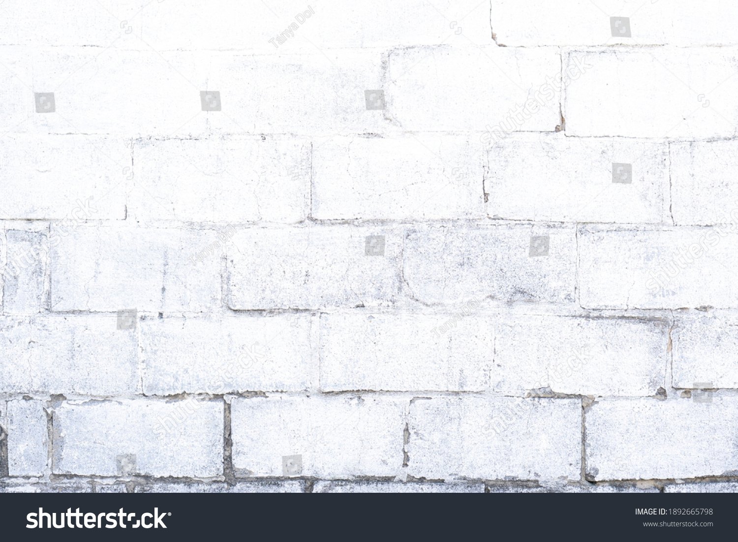 White Grey Brick Wall Texture Background Stock Photo 1892665798