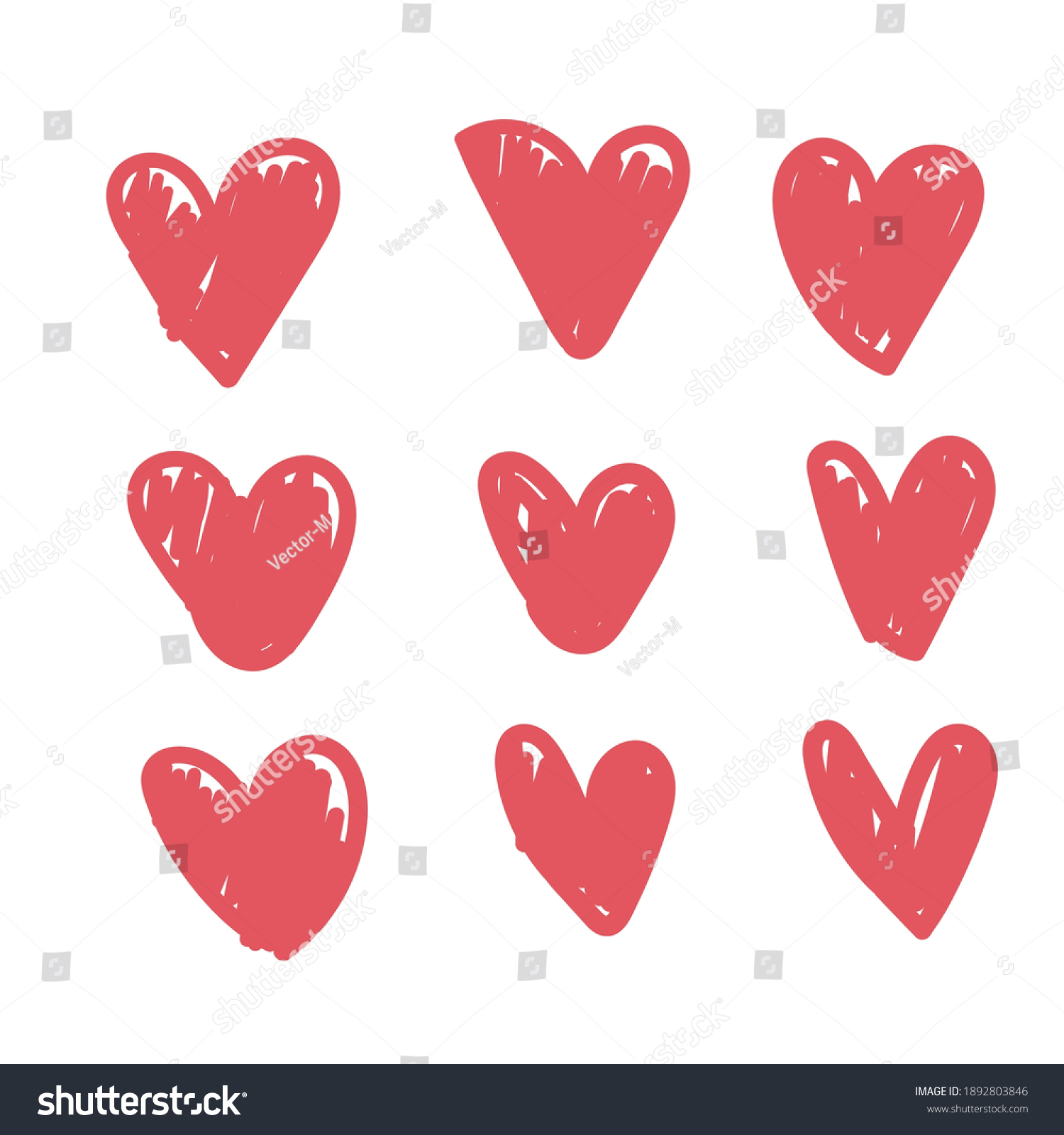 Doodle Hearts Hand Drawn Love Heart Stock Vector Royalty Free 1892803846 Shutterstock 8867