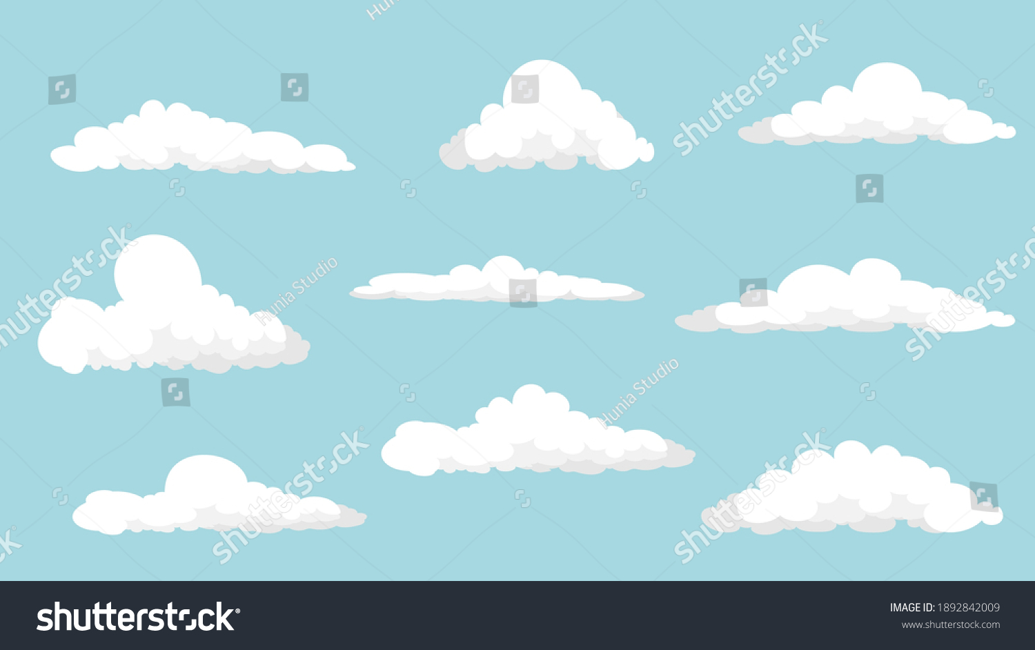 Cloud Set Set White Cartoon Clouds Stock Vector (Royalty Free ...