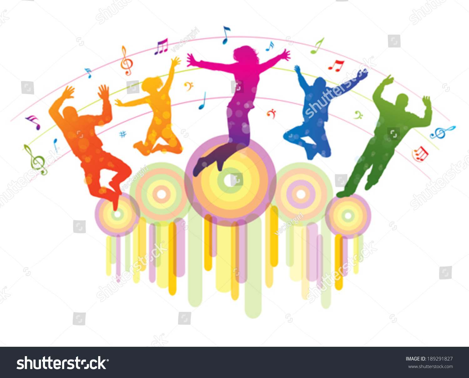 Music Background Dancing People Stock Vector (Royalty Free) 189291827 ...