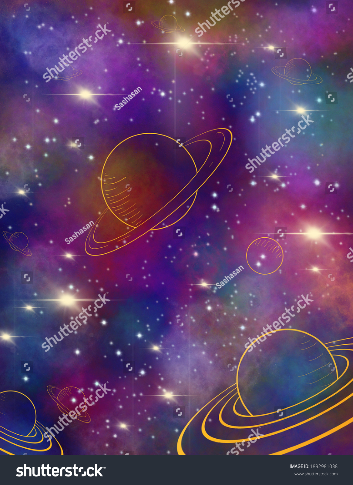 Drawing Space Wallpaper Space Sky Stock Illustration 1892981038 