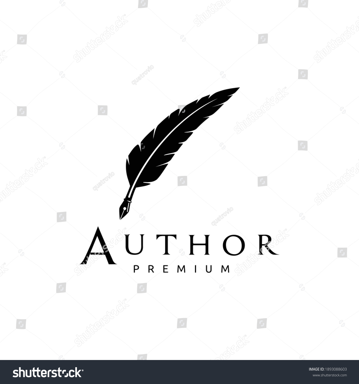 Feather Quill Pen Icon Logo Design Stock Vector (royalty Free 