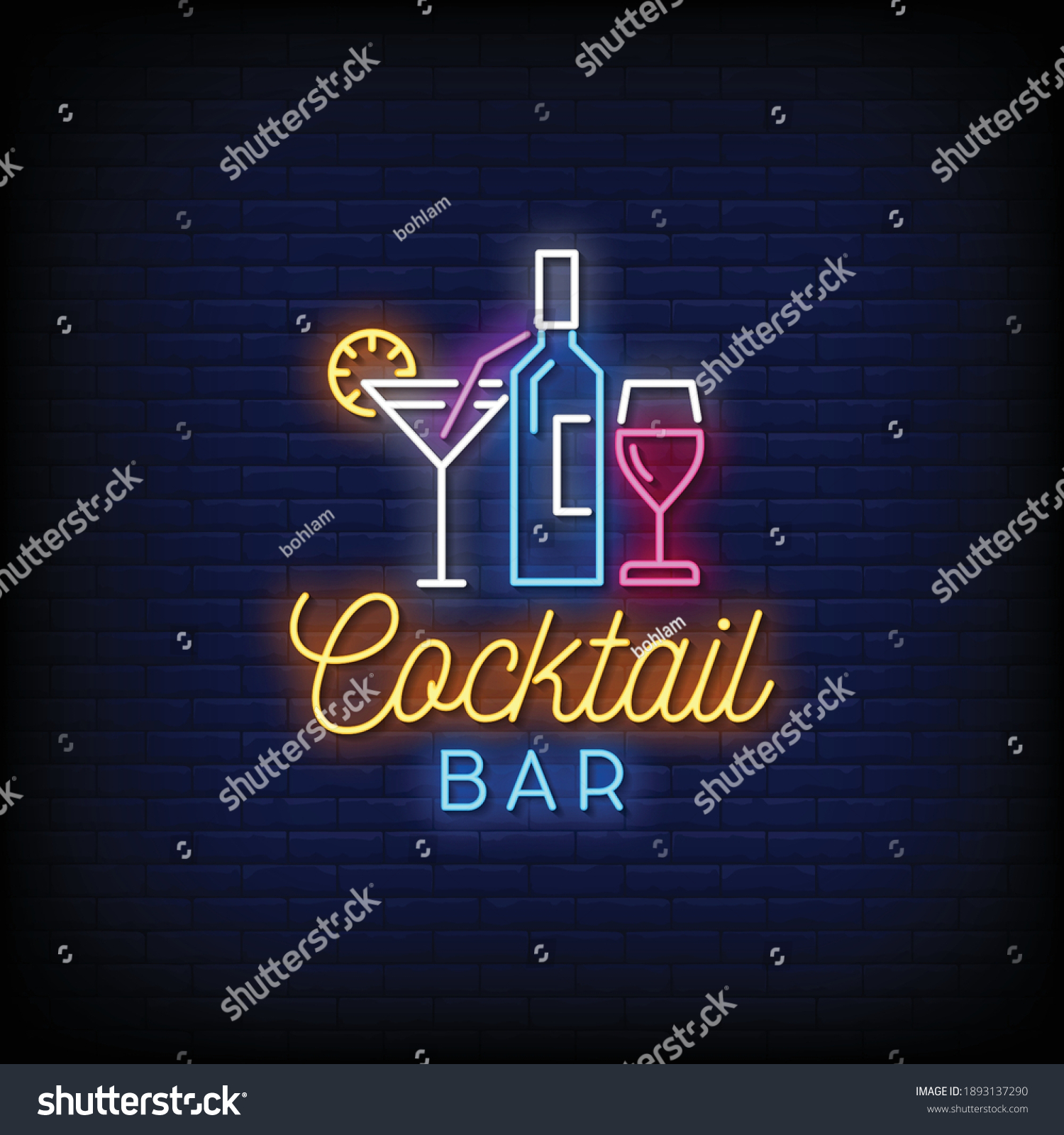 Cocktail Bar Neon Signs Style Text Stock Vector (Royalty Free ...