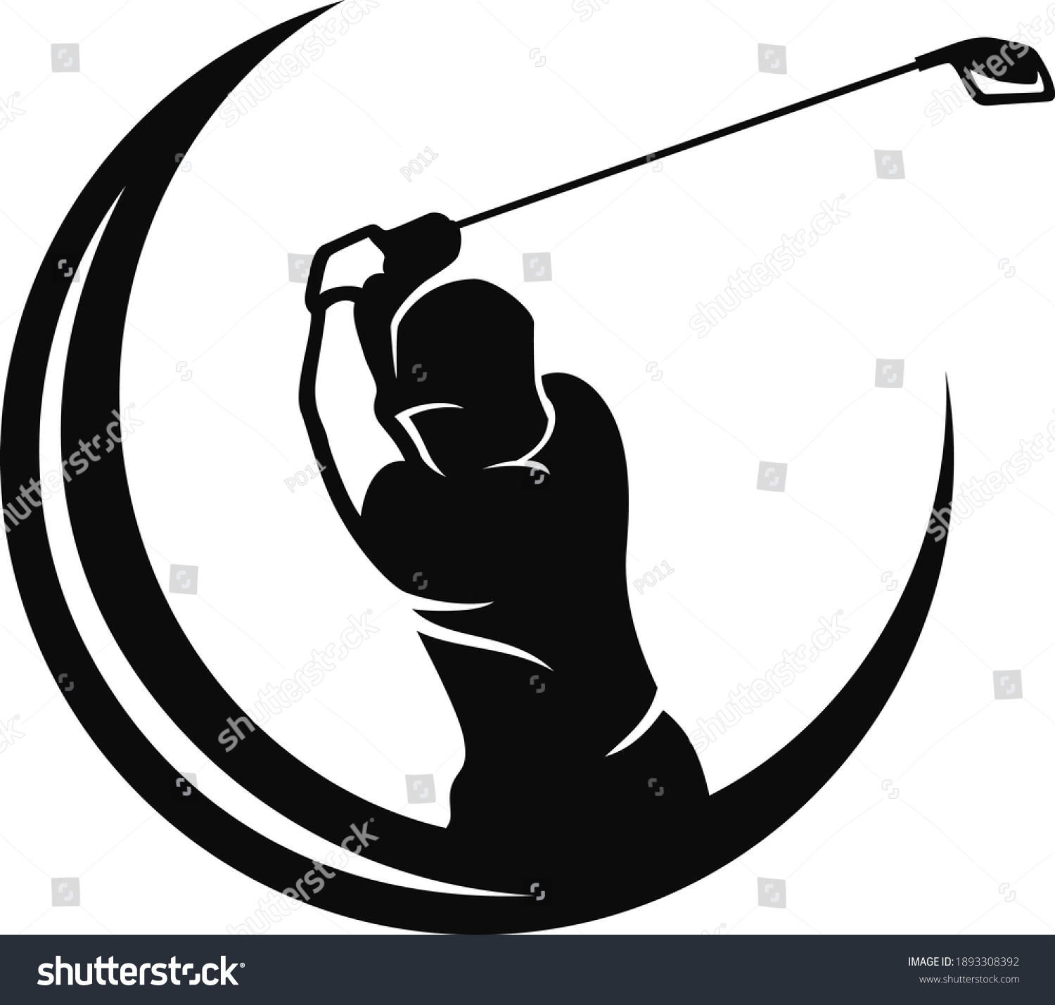 Silhouette Golfer Swing Position Stock Vector Royalty Free 1893308392