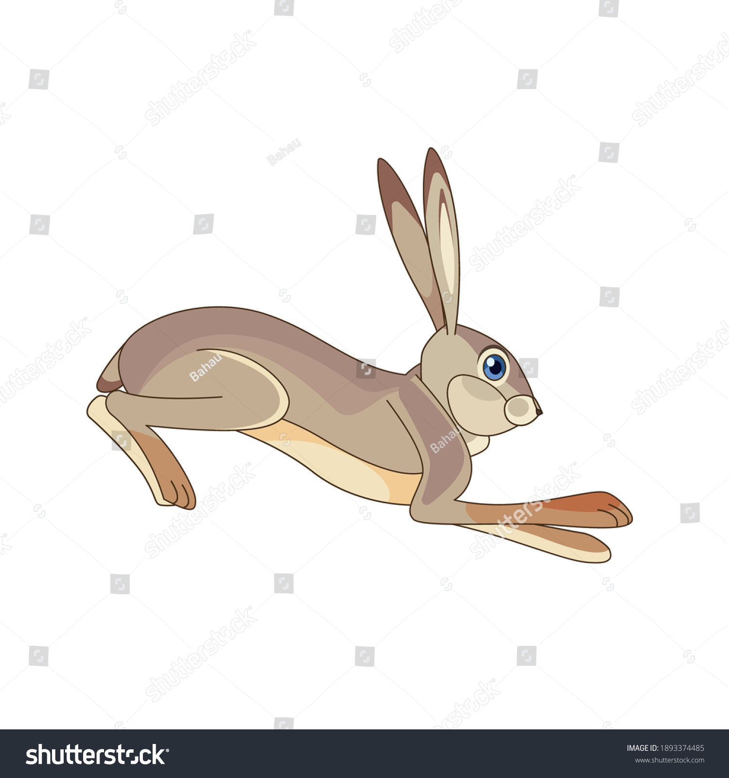 Hare Running Jumping Cartoon Character Small Stock Vector (Royalty Free ...