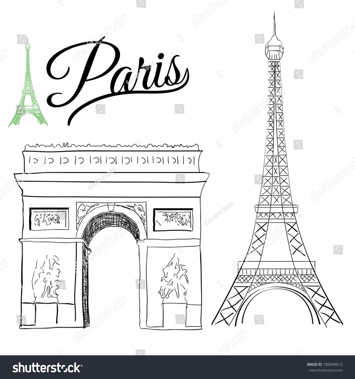 Достопримечательности Парижа карандашом