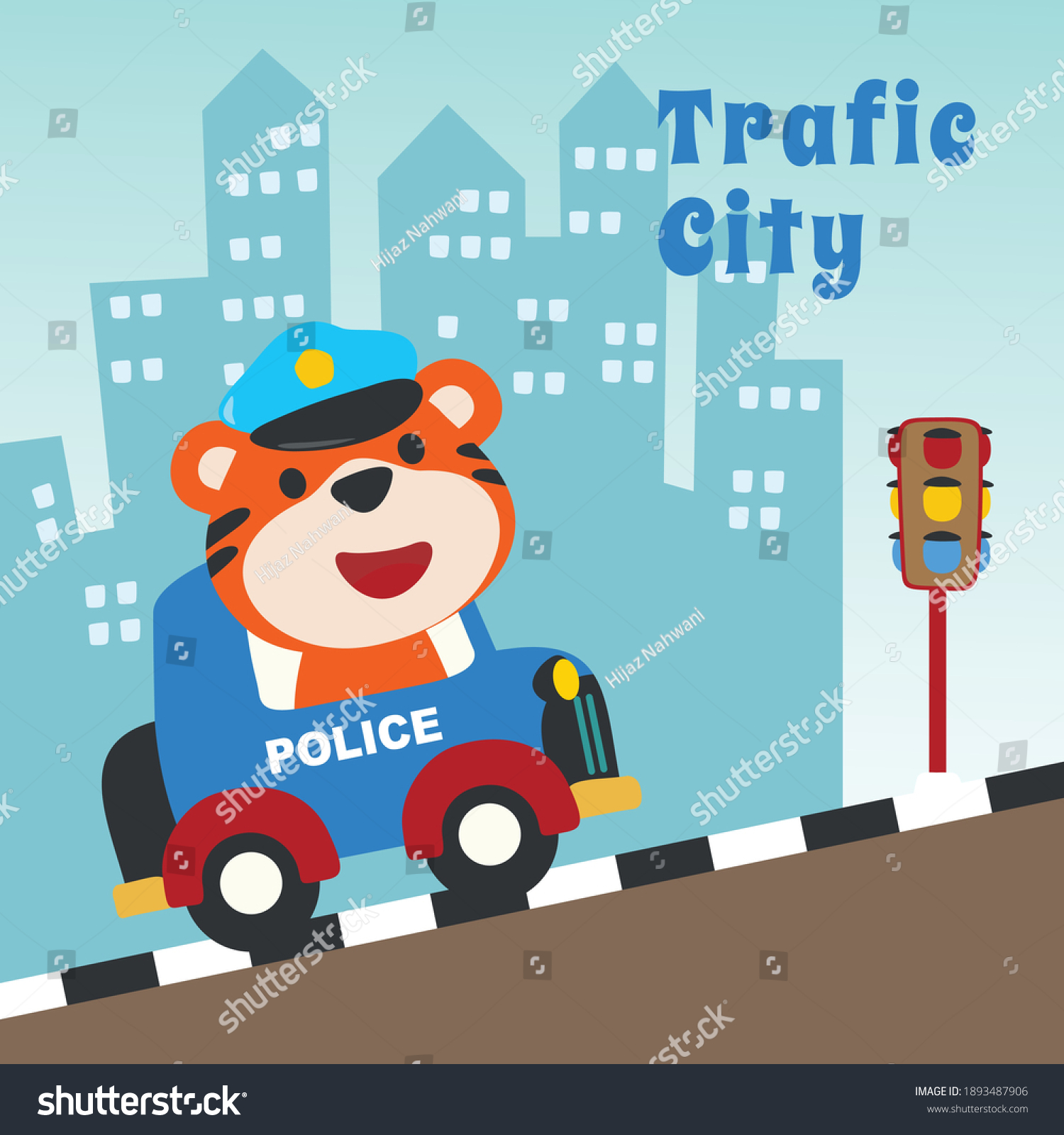 Police Patrol Animal Cartoon Vector Illustration Stock Vector (Royalty ...