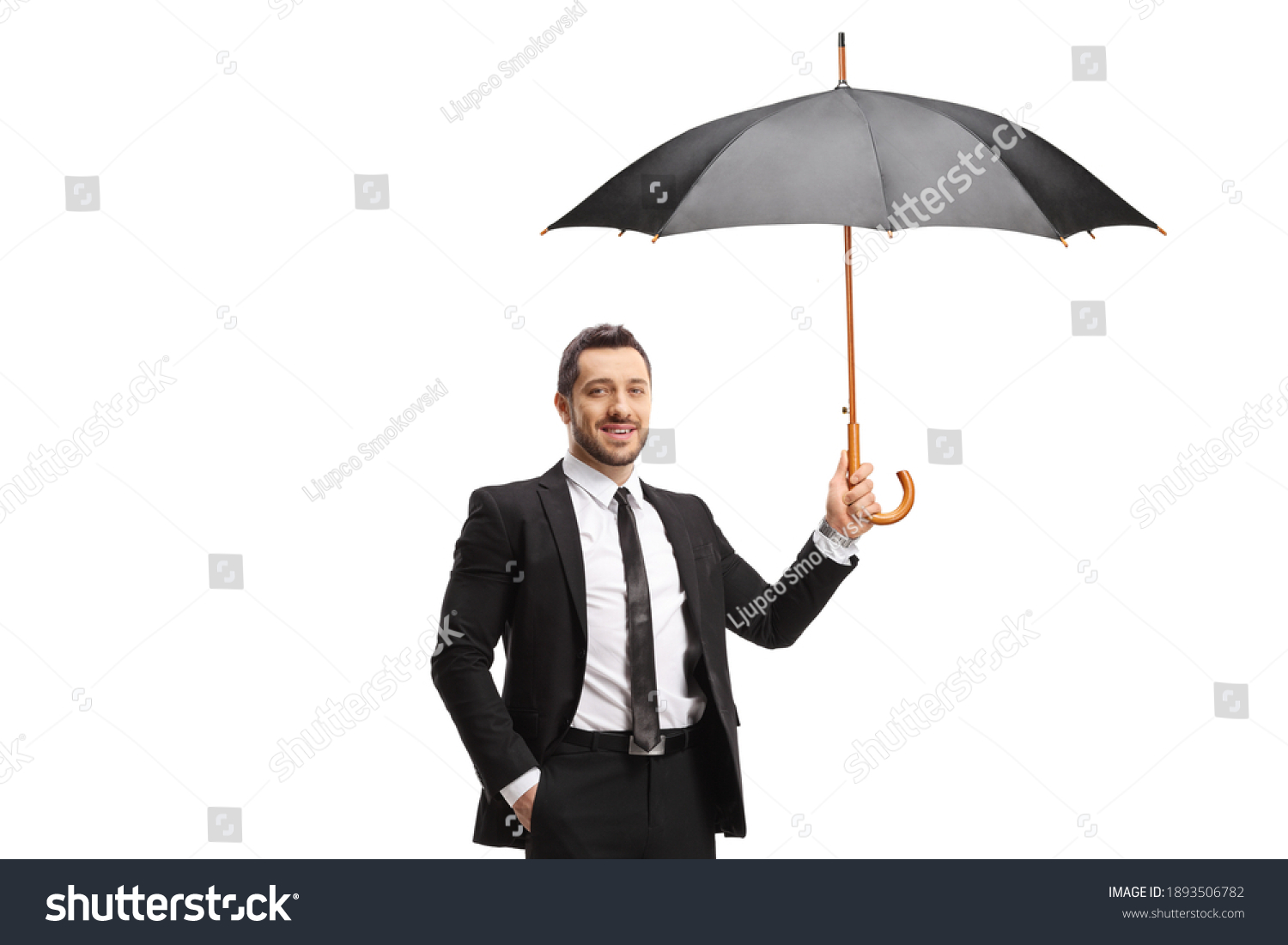 Man Suit Tie Holding Umbrella Isolated Stock Photo 1893506782 ...