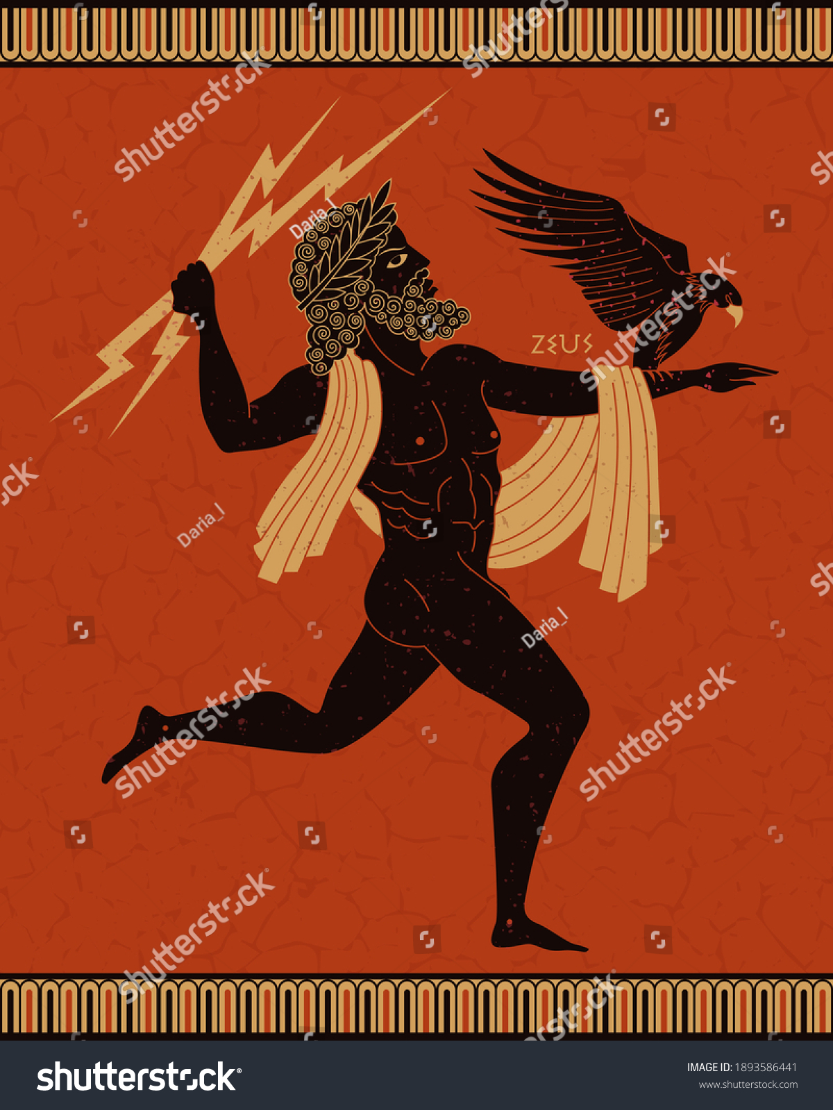 Ancient Greek Mythology God Zeusvector Illustration Stock Vector 