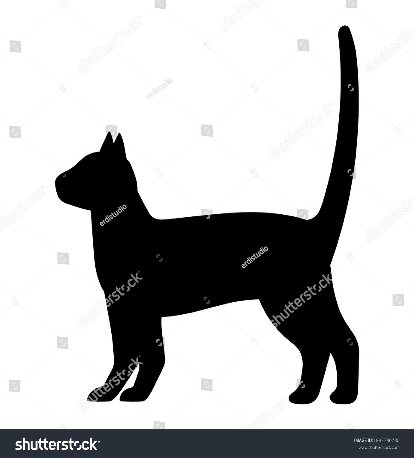 Walking Cat Vector Icon Cat Silhouette Stock Vector (royalty Free 