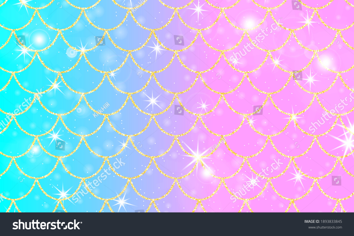 Holographic Rainbow Background Gold Scales Mermaid Stock Vector ...