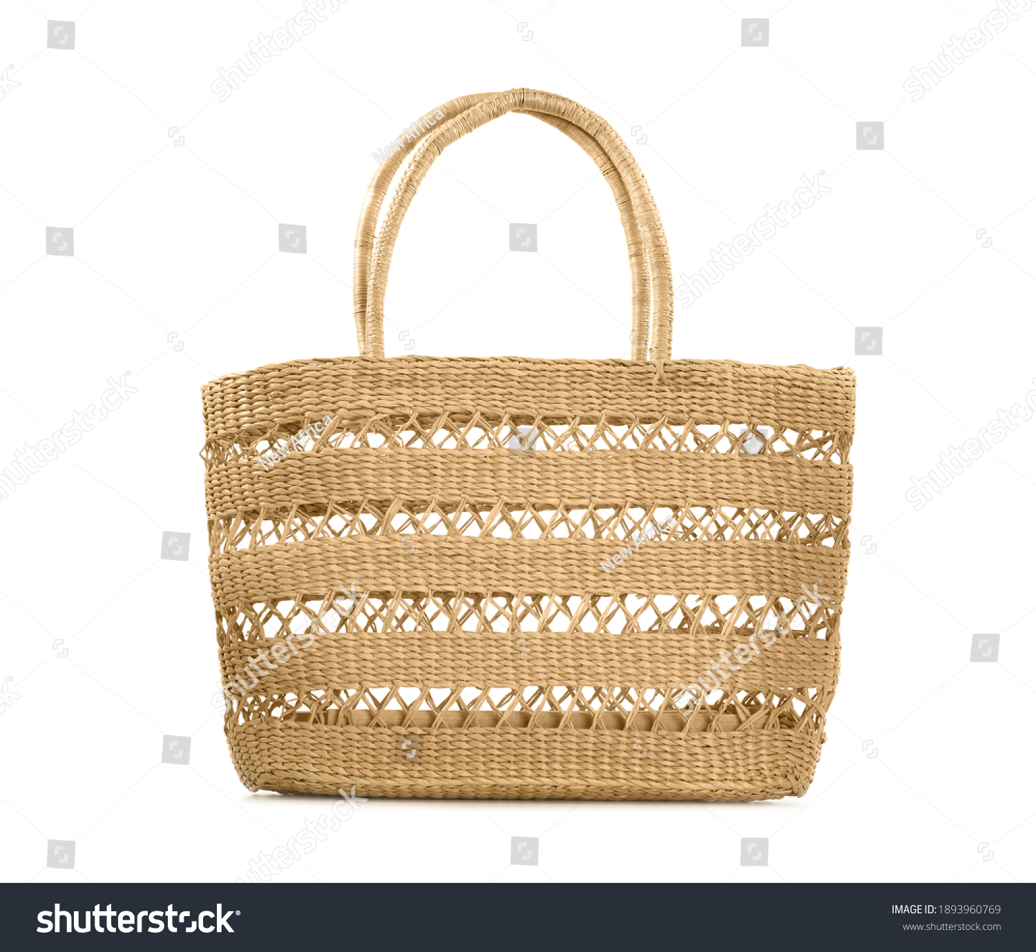 Stylish Straw Bag Isolated On White Stock Photo 1893960769 | Shutterstock