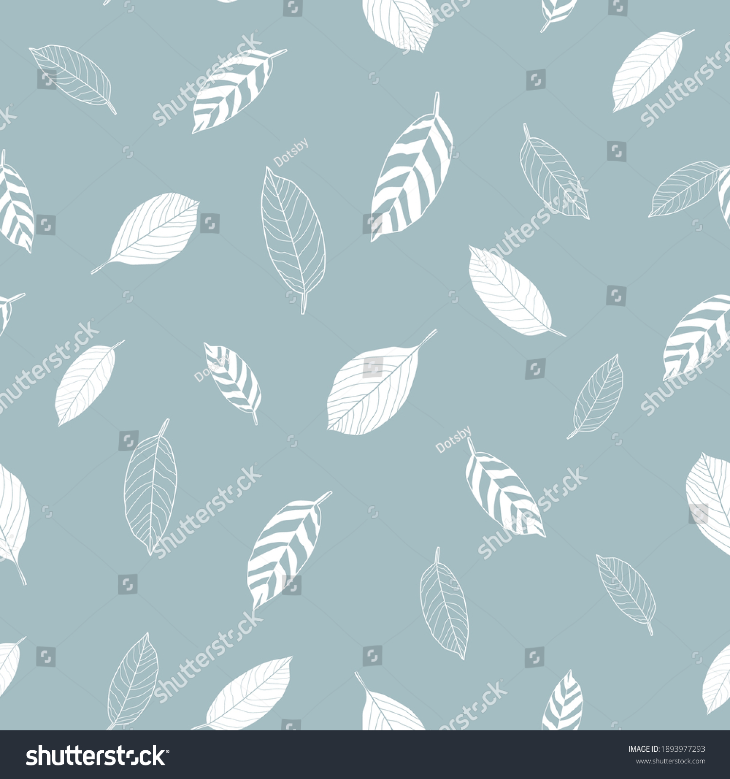 Vector White Linear Leaves Grey Seamless Stock Vector (Royalty Free ...