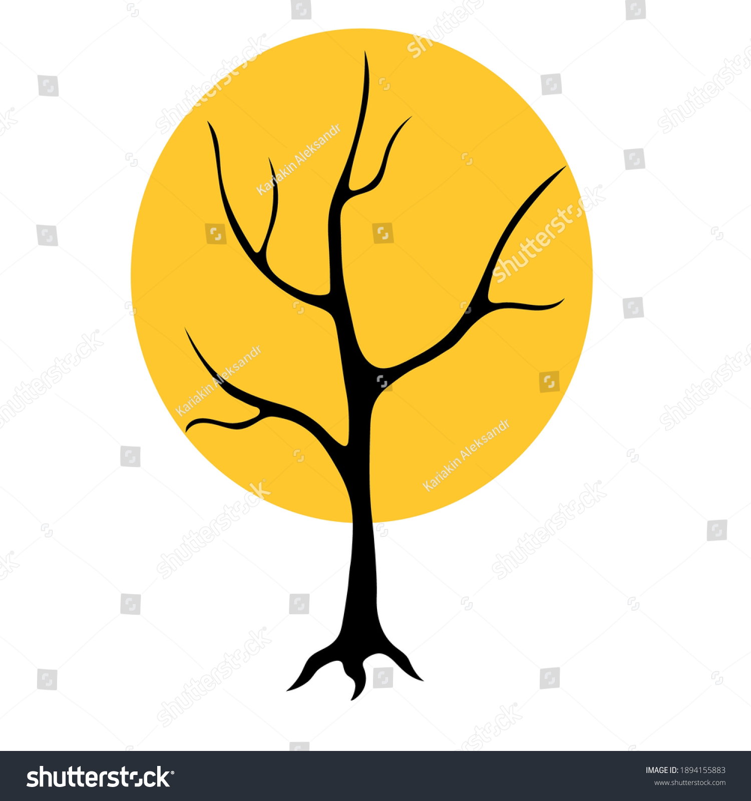 Silhouette Tree Yellow Crown Vector Illustration Stock Vector (Royalty ...