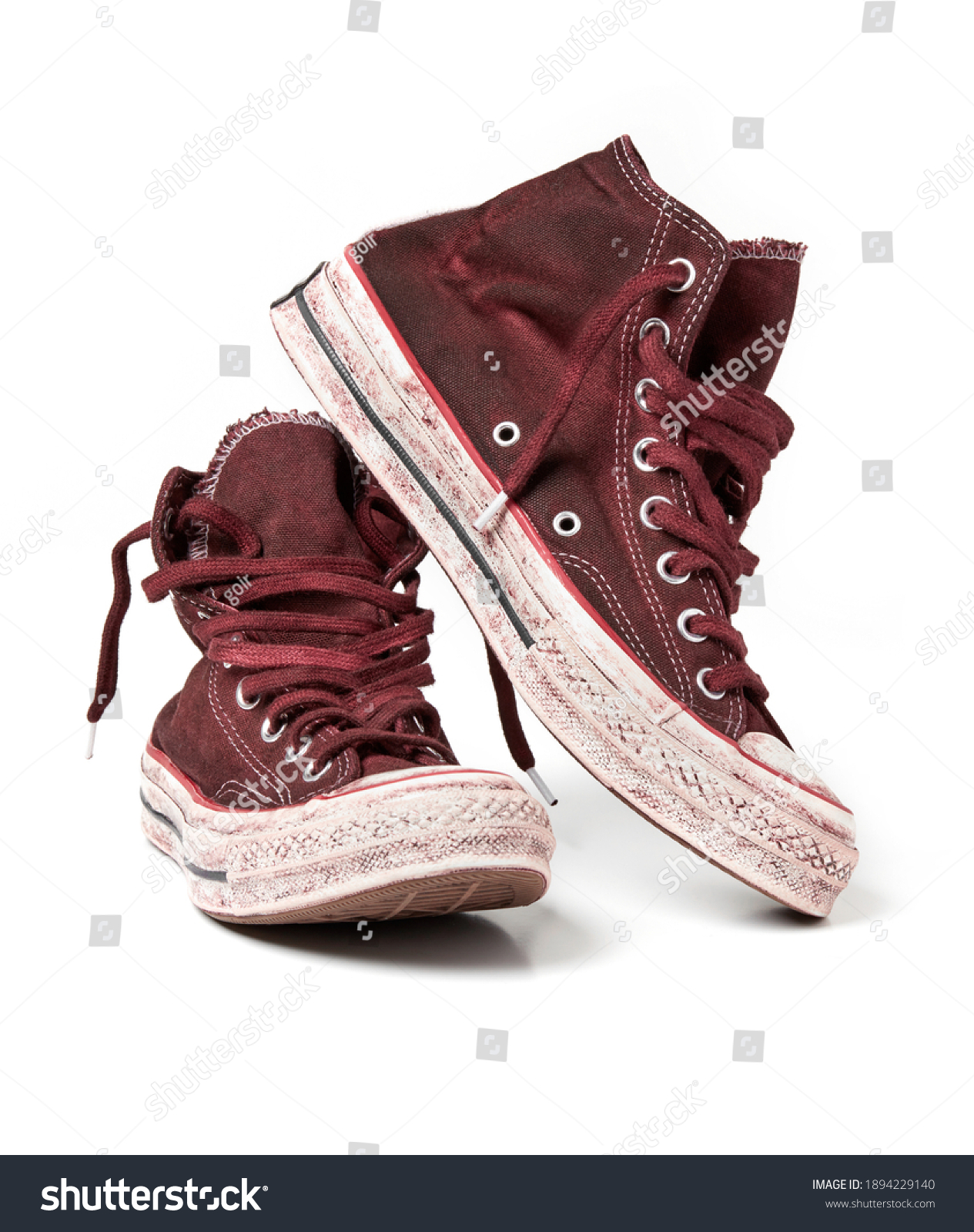 Purple Canvas Shoes On White Background Stock Photo 1894229140 ...