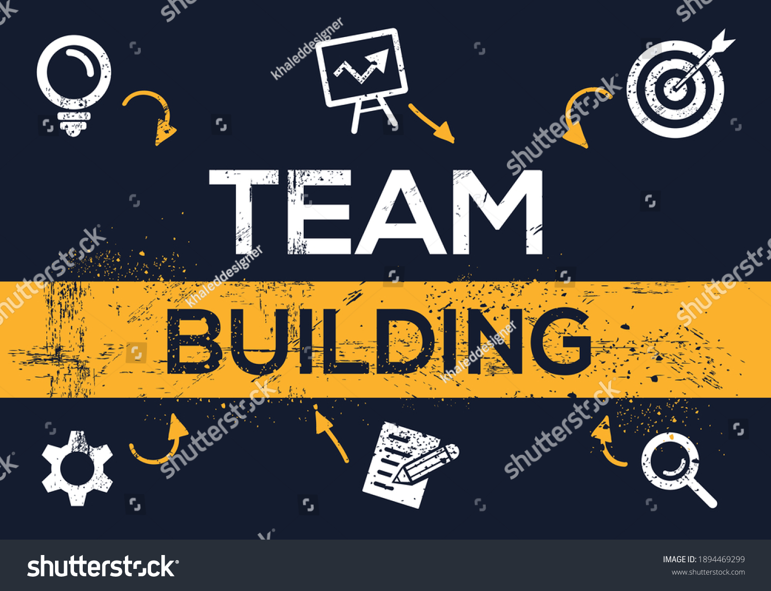 Creative Team Building Banner Word Icon Stock Vector (Royalty Free ...