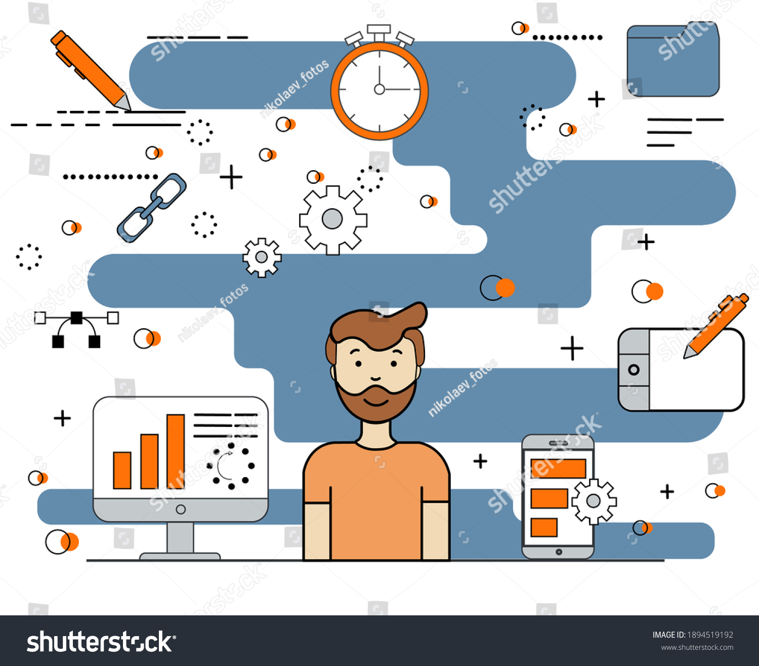 Web Development Programming Concept Banner Digital Stock Illustration ...