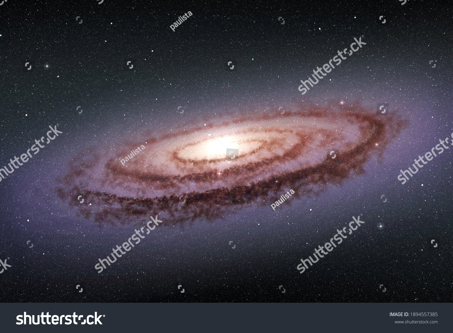 Spiral Galaxy Glowing Starry Night Sky Stock Illustration 1894557385 ...