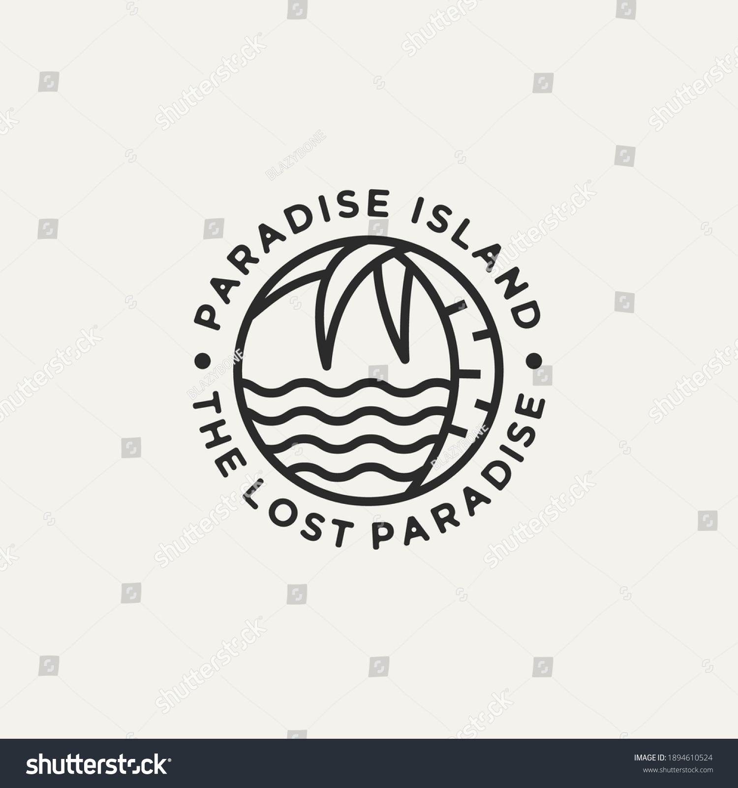 Paradise Island Minimalist Line Art Logo Stock Vector (Royalty Free ...