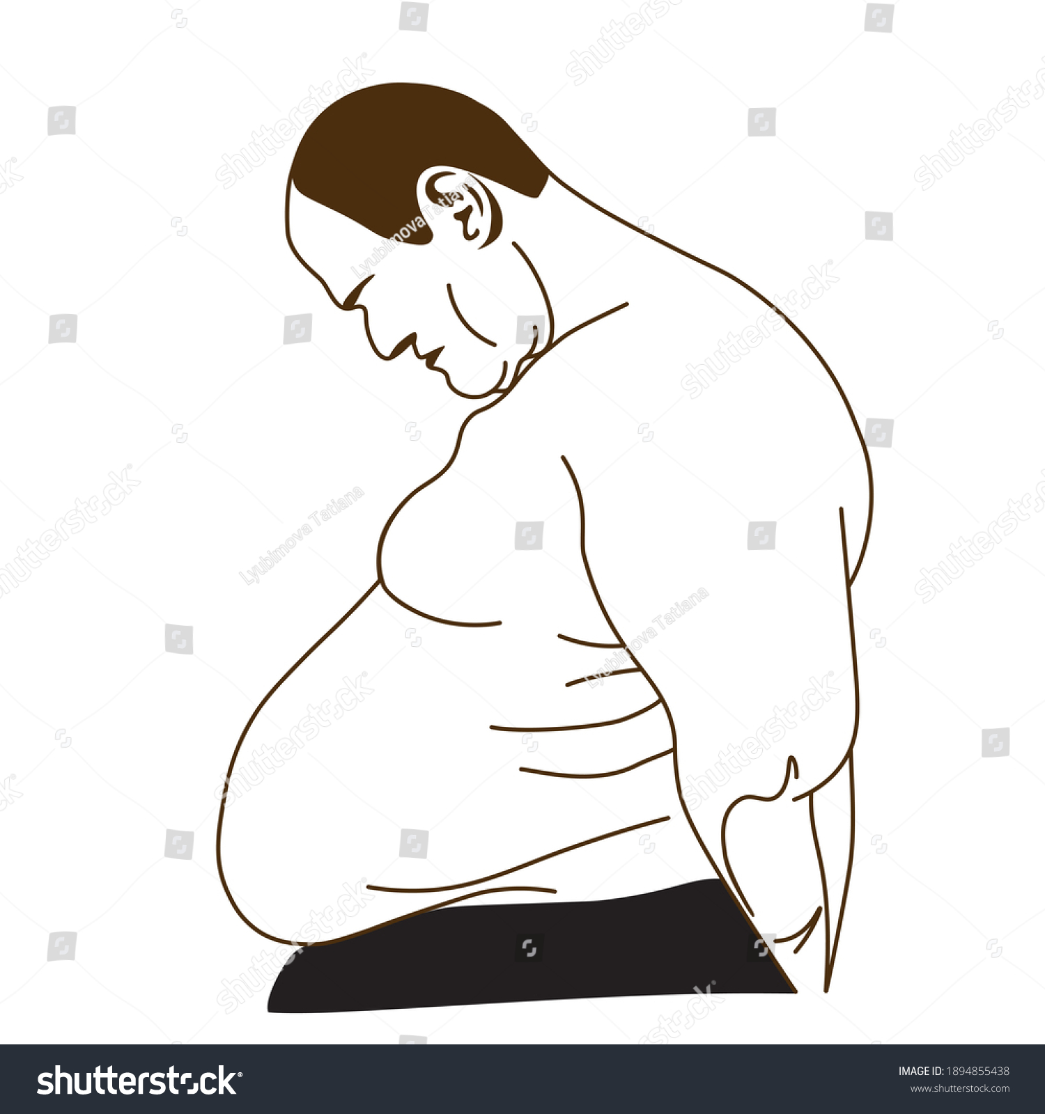 Fat Man Obesity Simple Sketch Health Stock Vector (Royalty Free