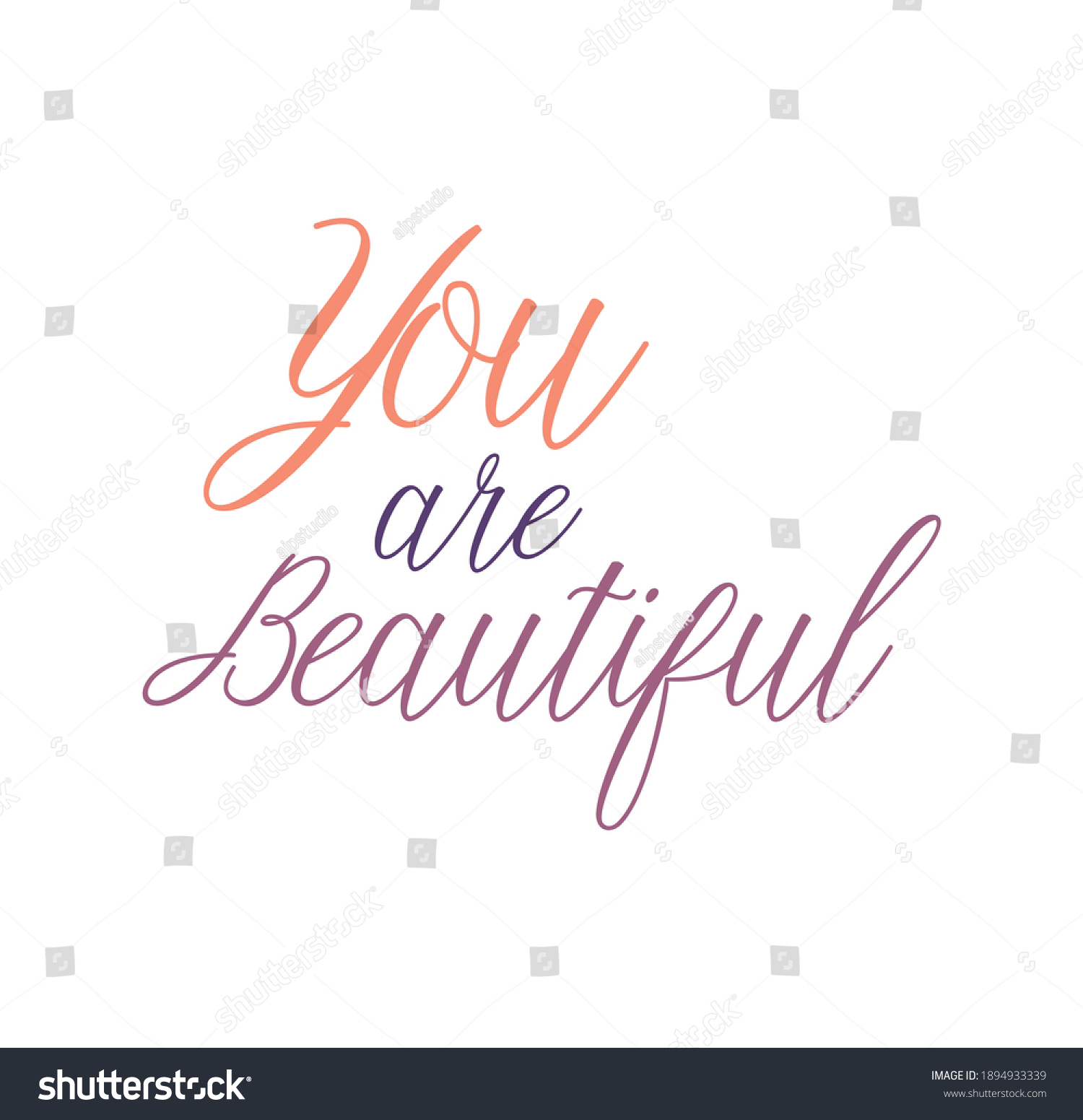 You Beautiful Text Art Modern Brush Stock Vector (Royalty Free ...