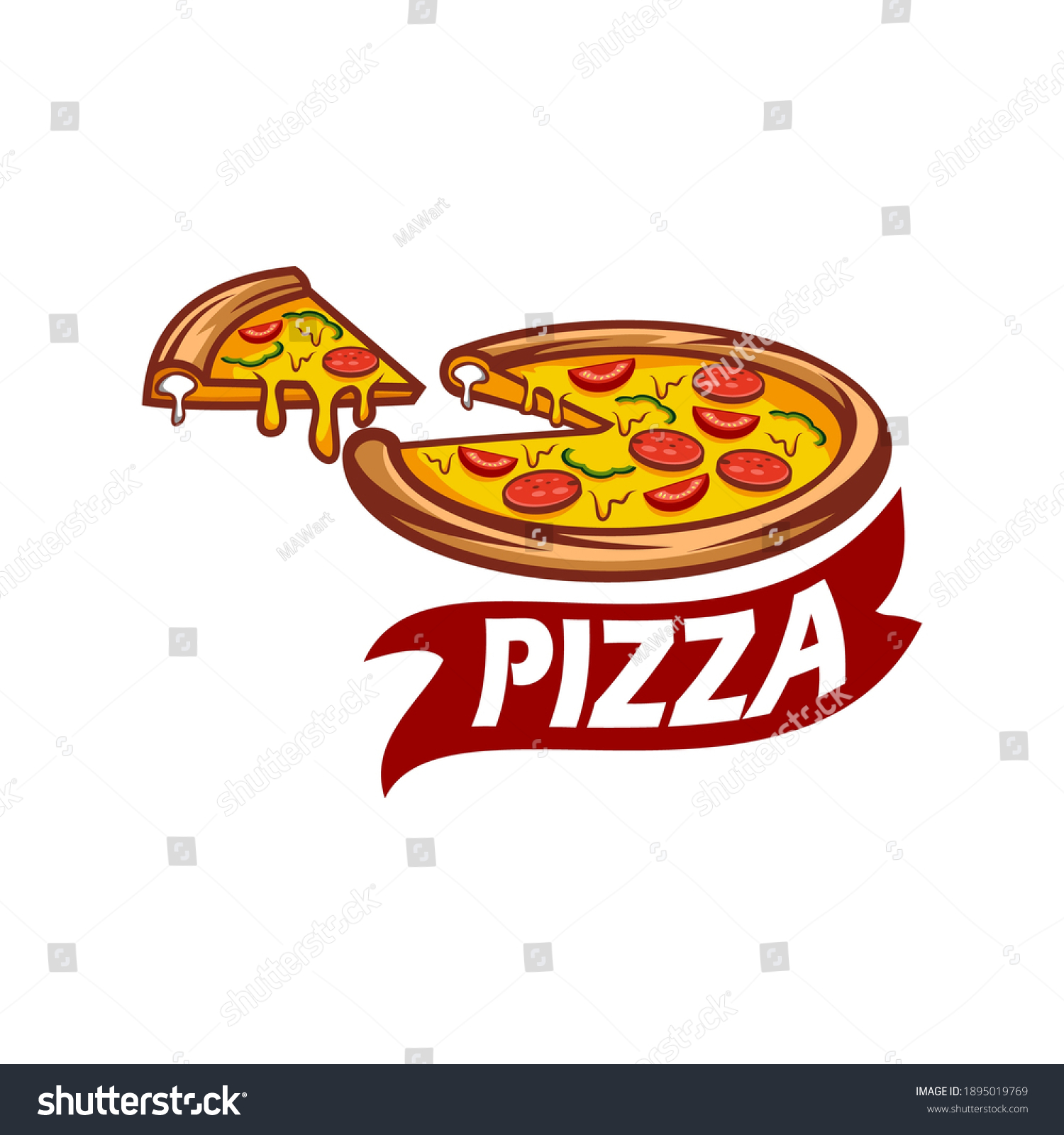 Delicious Pizza Vector Logo Icon Stock Vector (Royalty Free) 1895019769 ...