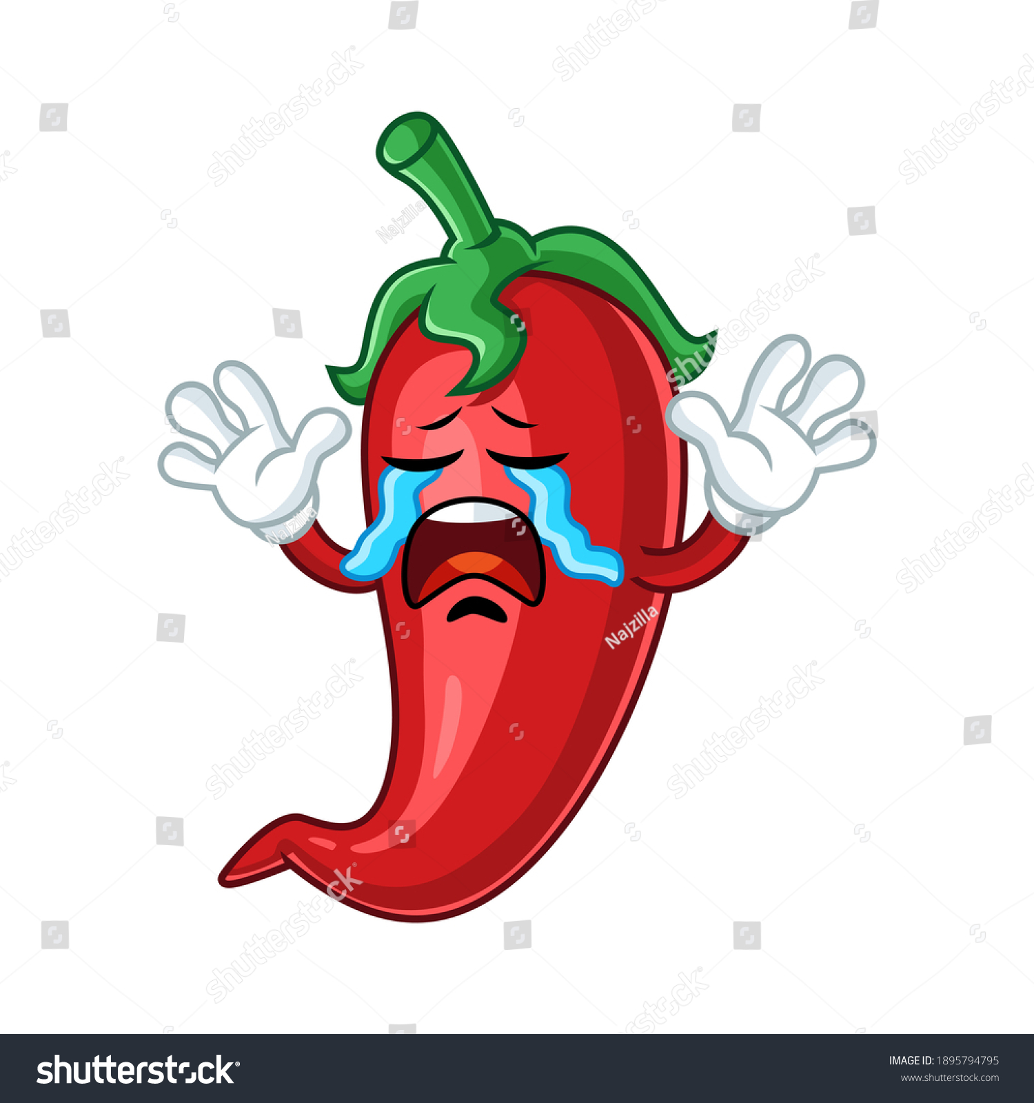 Vector Mascot Cartoon Illustration Crying Chilli Stock Vector (Royalty ...