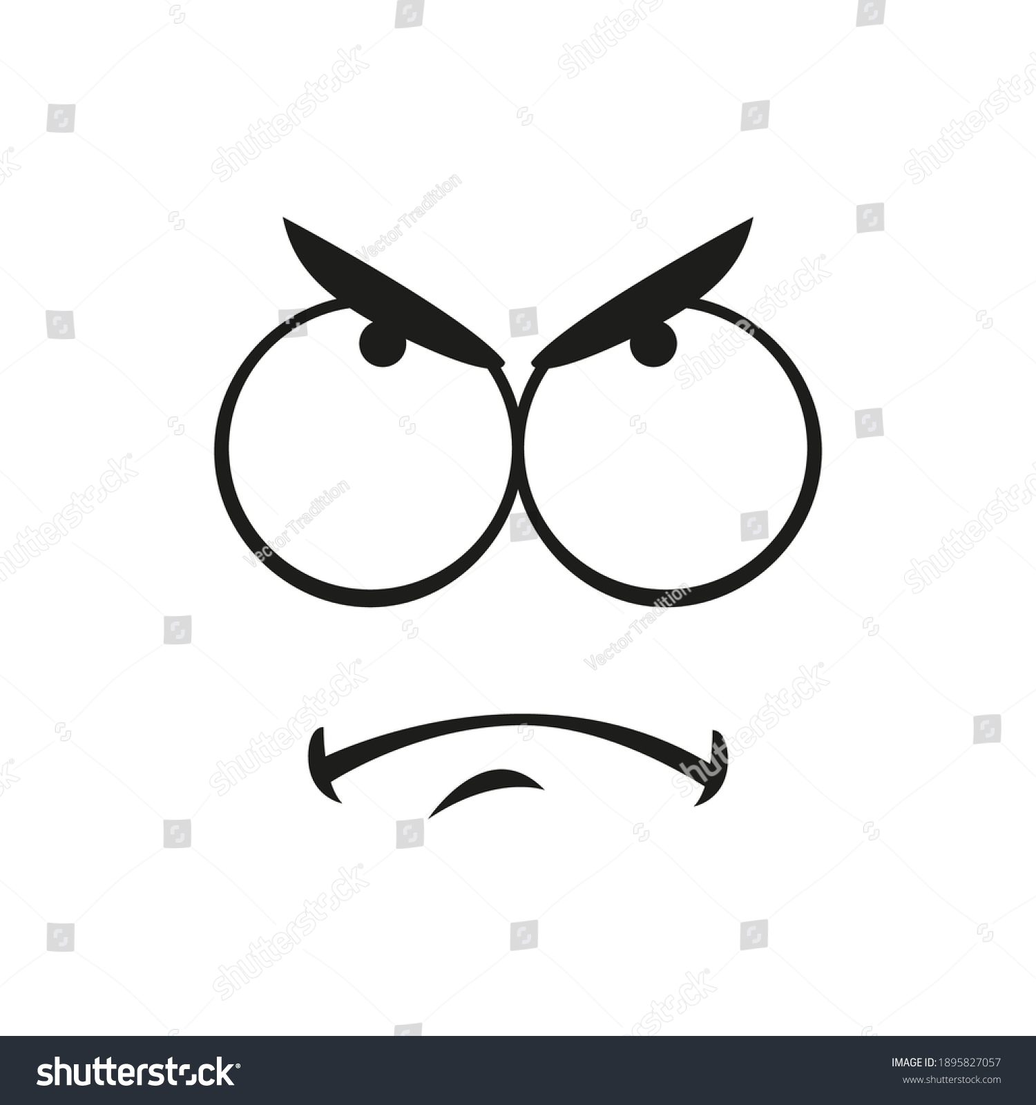 Upset Smiley Isolated Annoyed Emoji Expression Stock Vector (Royalty ...