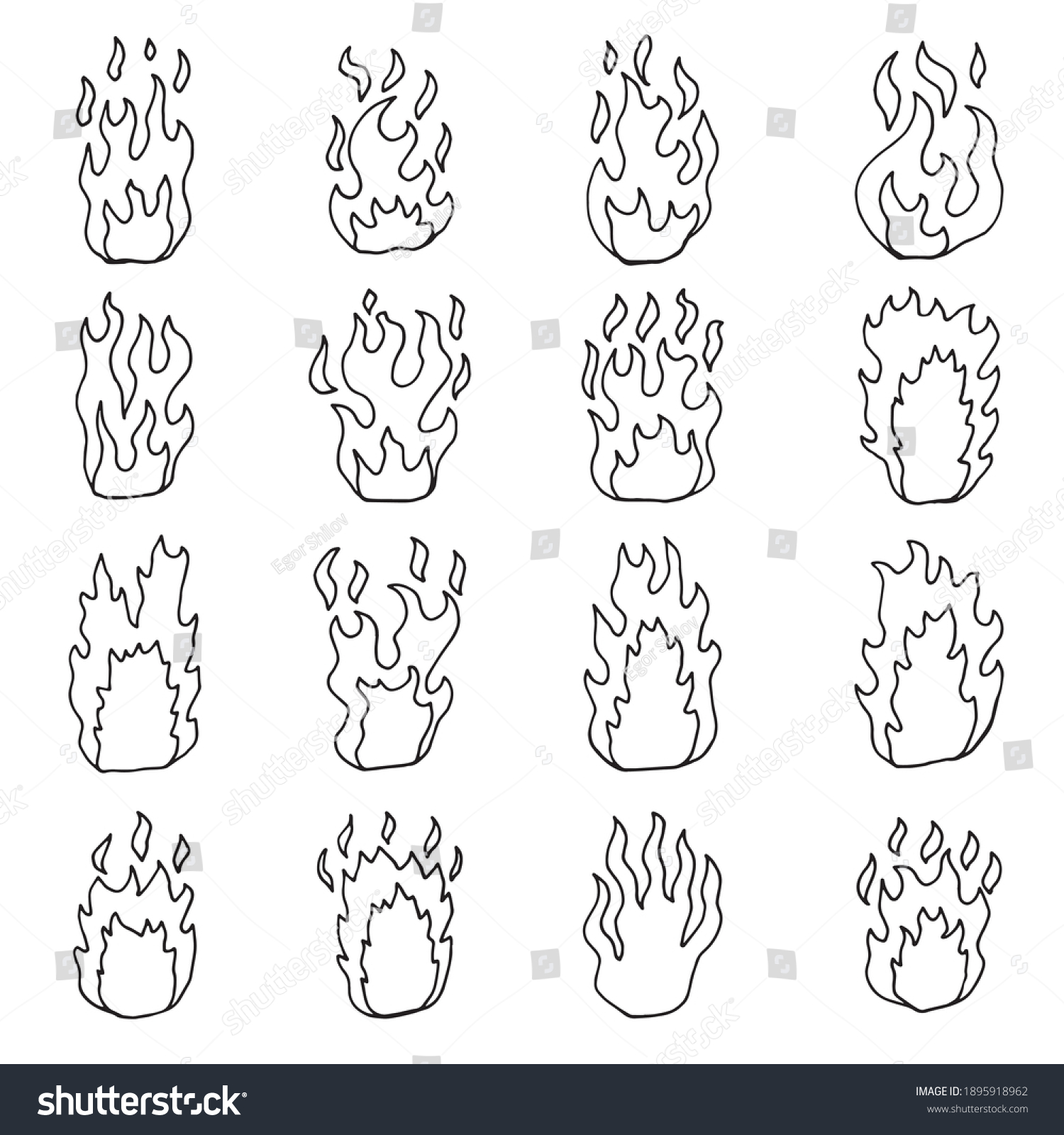 Fire Set Vector Sketch Icons Stock Vector (Royalty Free) 1895918962 ...