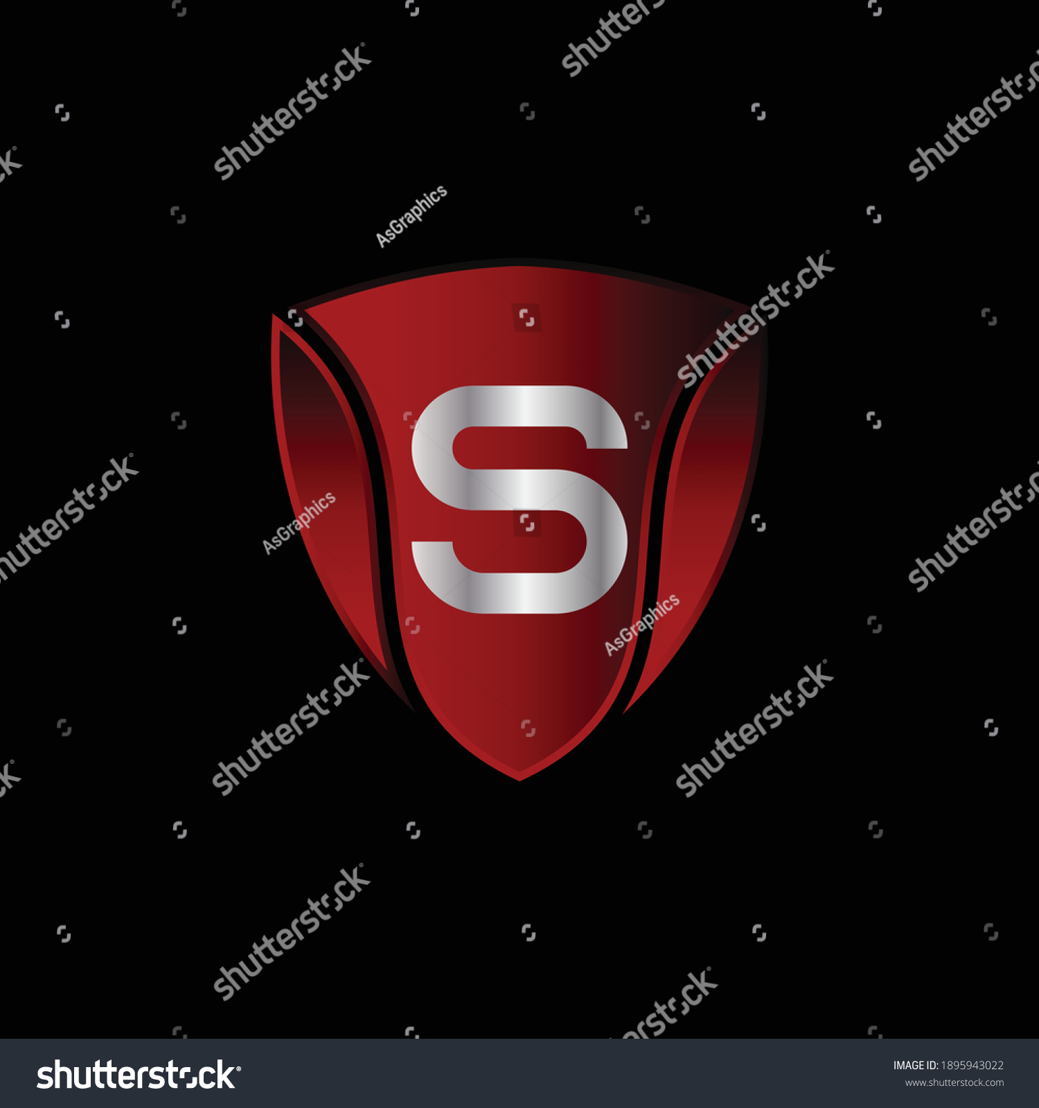 Red Metallic Shield Logo Design Letter Stock Vector (Royalty Free ...