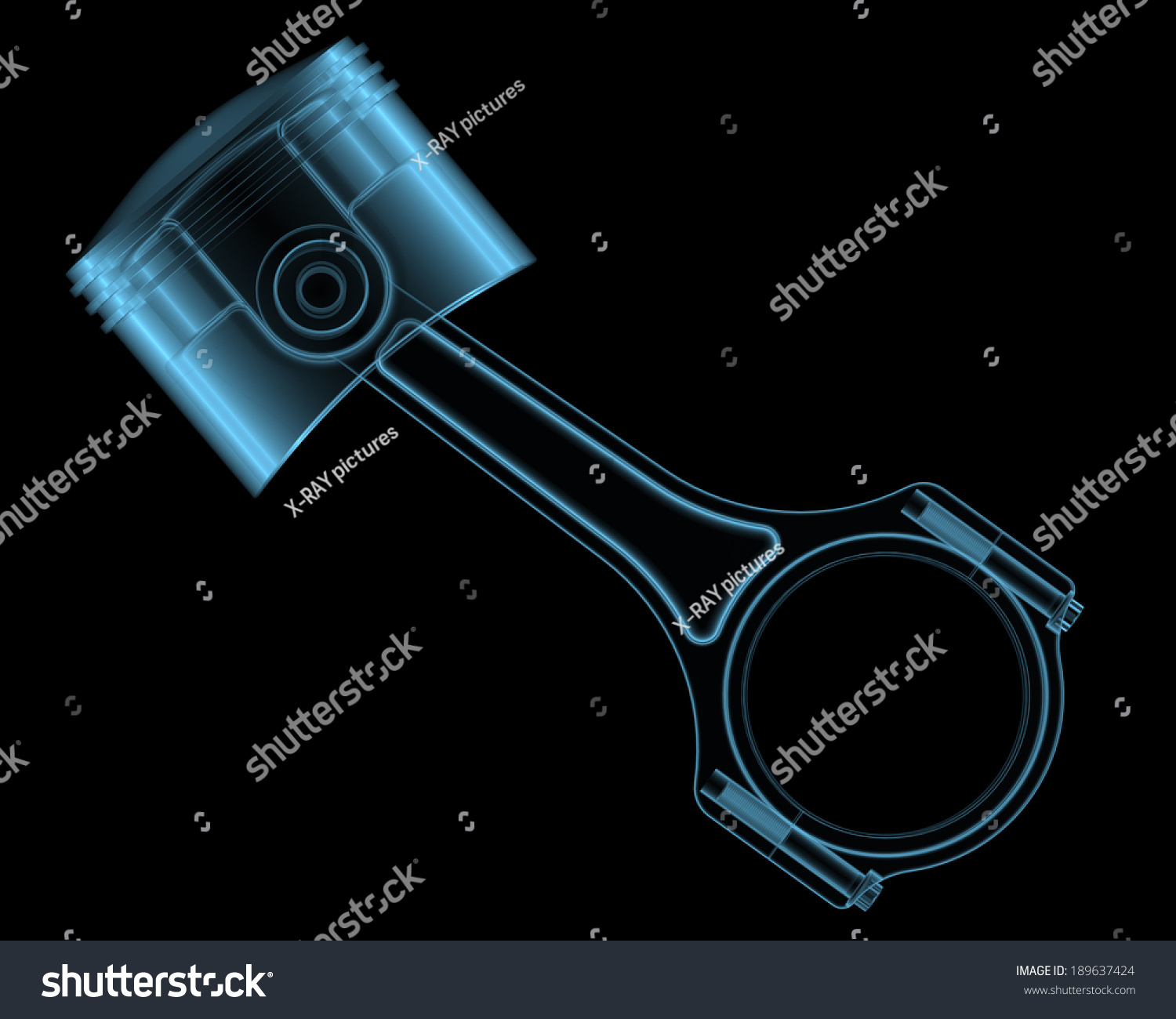 Engine Piston Xray Blue Transparent Isolated Stock Illustration ...