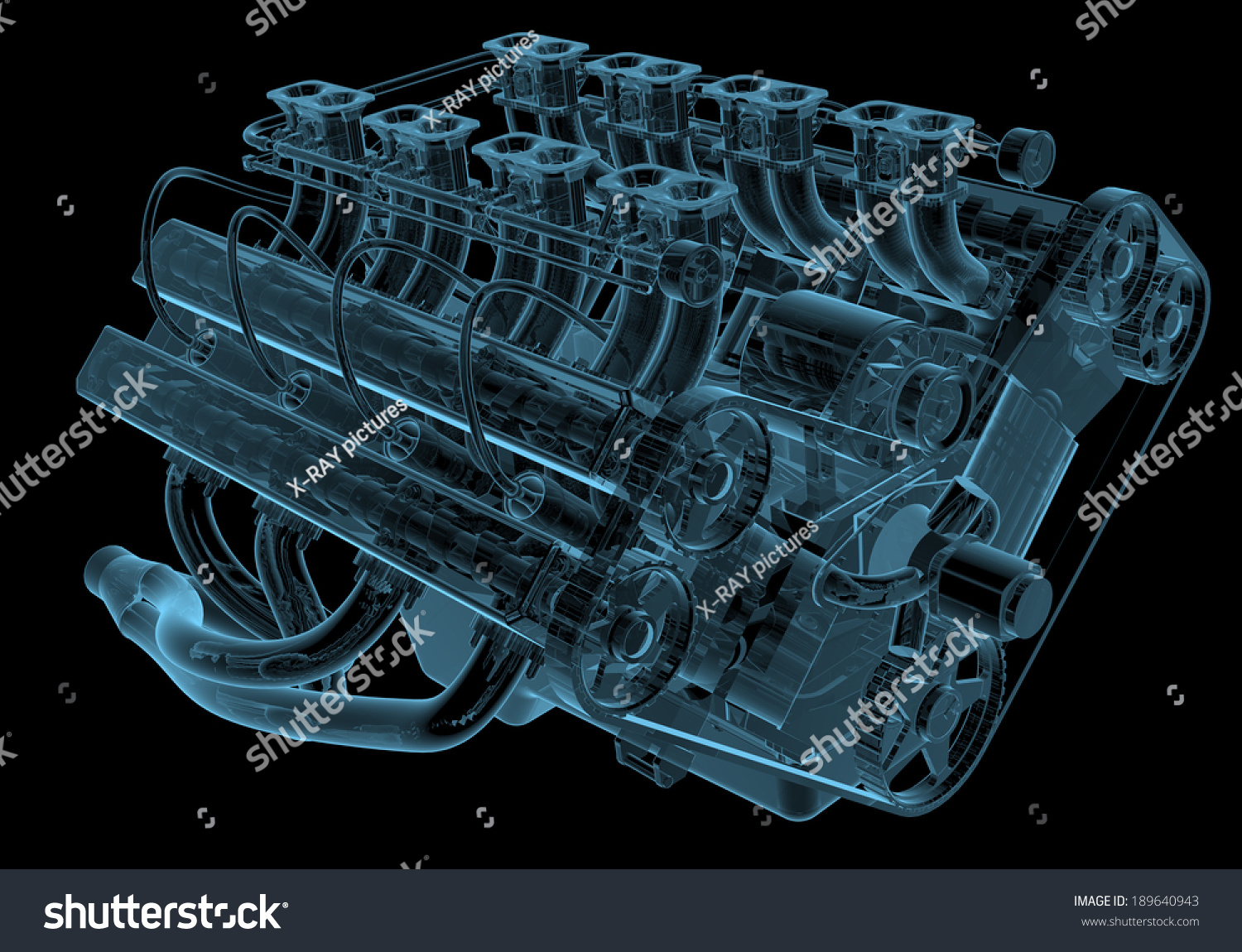 Car Engine Xray Blue Transparent Isolated Stock Illustration 189640943 ...