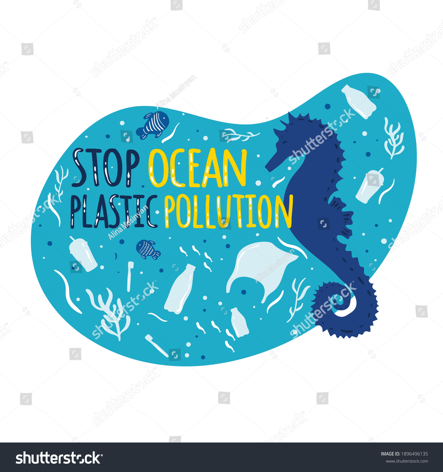 Stop Ocean Plastic Pollution Sea Ocean Stock Vector (royalty Free 