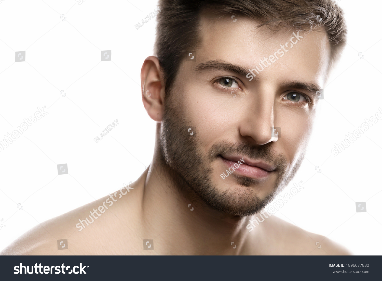 Portrait Young Handsome Man Smooth Skin Stock Photo 1896677830 ...