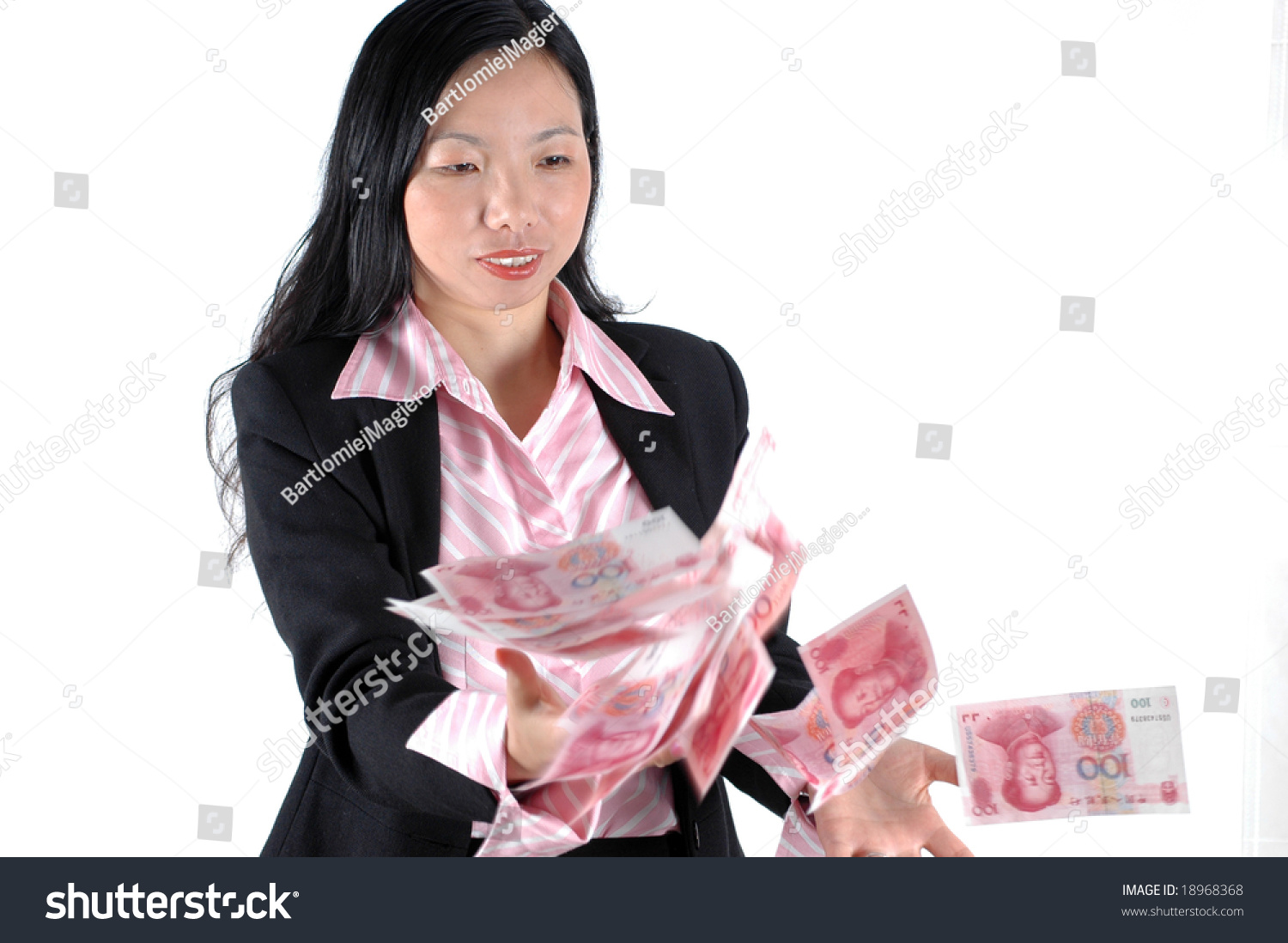 Young Asian Businesswoman Throwing Money Chinese Stock Photo 18968368 ...