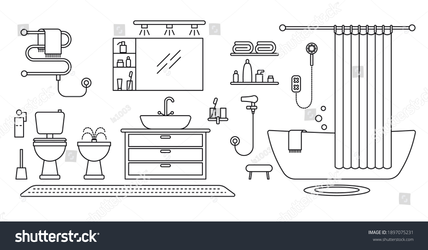 Line art bathroom furniture