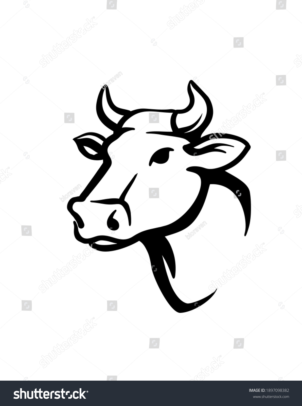 Cow Head Black On White Stock Vector (Royalty Free) 1897098382 ...