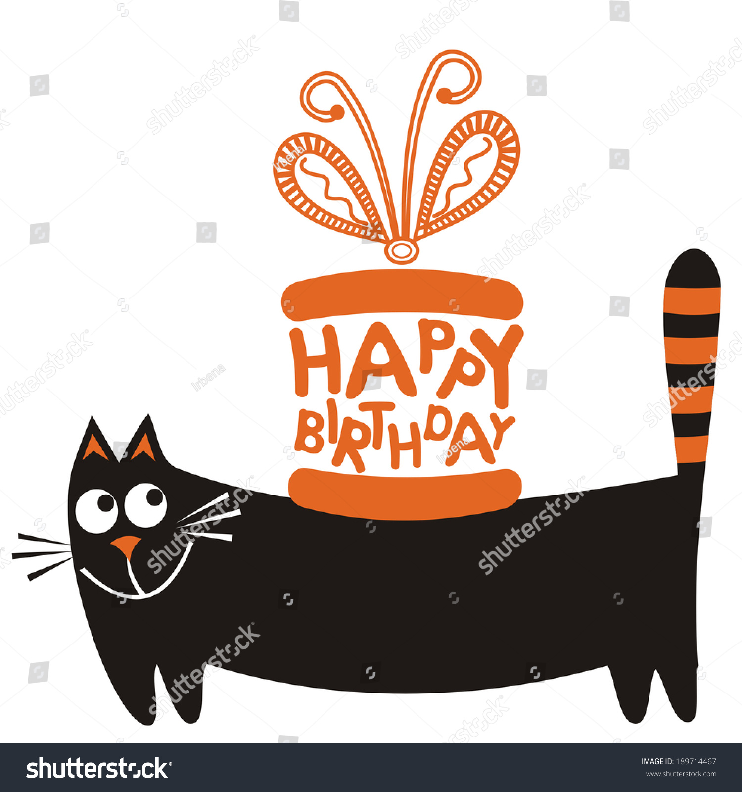 Happy Birthday Greeting Card Cat Gift Stock Vector (Royalty Free ...