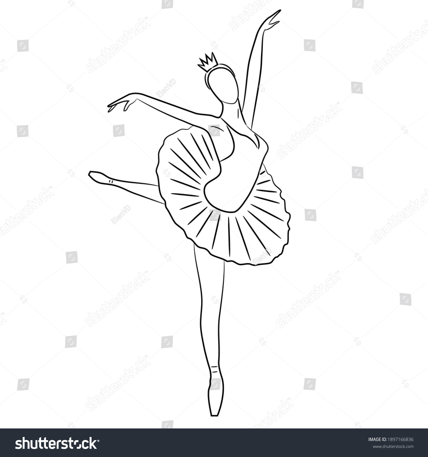 Balerina Balette Dencer Pose Arabesque Sketch Stock Vector (Royalty ...